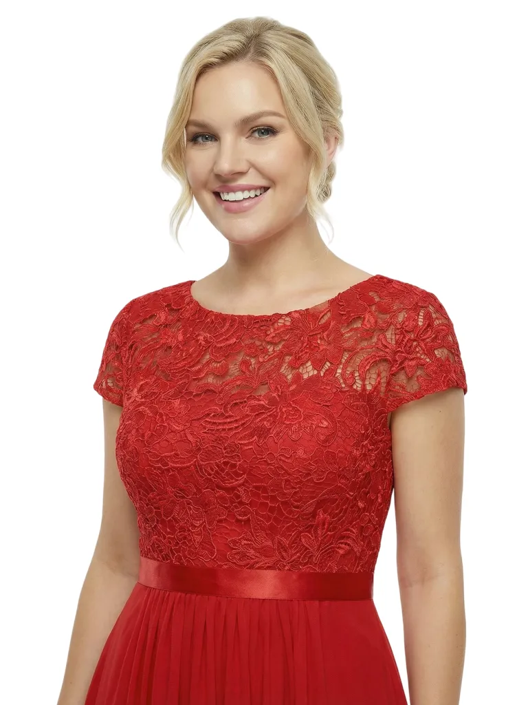 Chicsew Mother of The Bride Dresses Scoop Short Sleeve Lace Maxi Gown Unique Formal Wedding Attire sold by ChicSew product image thumbnail 2