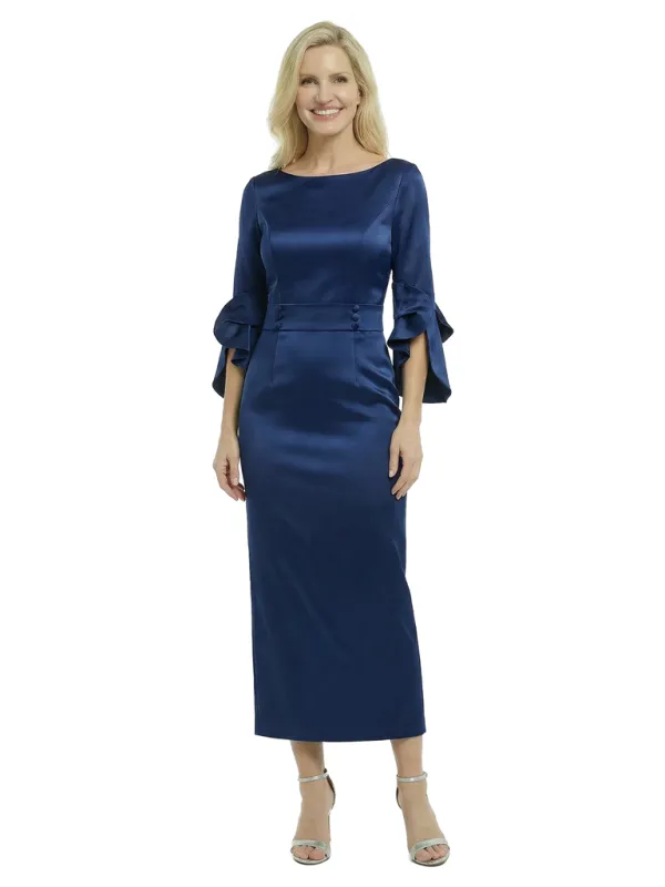 Chicsew Classy Boat Neck 3/4 Sleeves Satin Ankle-Length Sheath Mother Of The Bride Dresses made by ChicSew