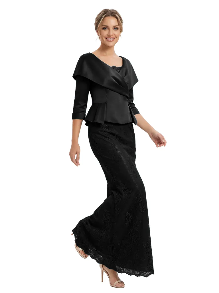 Chicsew Fancy 3/4 Sleeves Lace Mermaid Mother Of The Bride Dress With Satin Jacket sold by ChicSew product image thumbnail 4