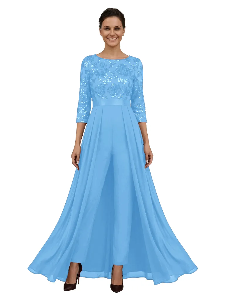 Chicsew Unique Lace Appliques 3/4 Sleeves Mother Of The Bride Jumpsuit With Train sold by ChicSew product image thumbnail 5