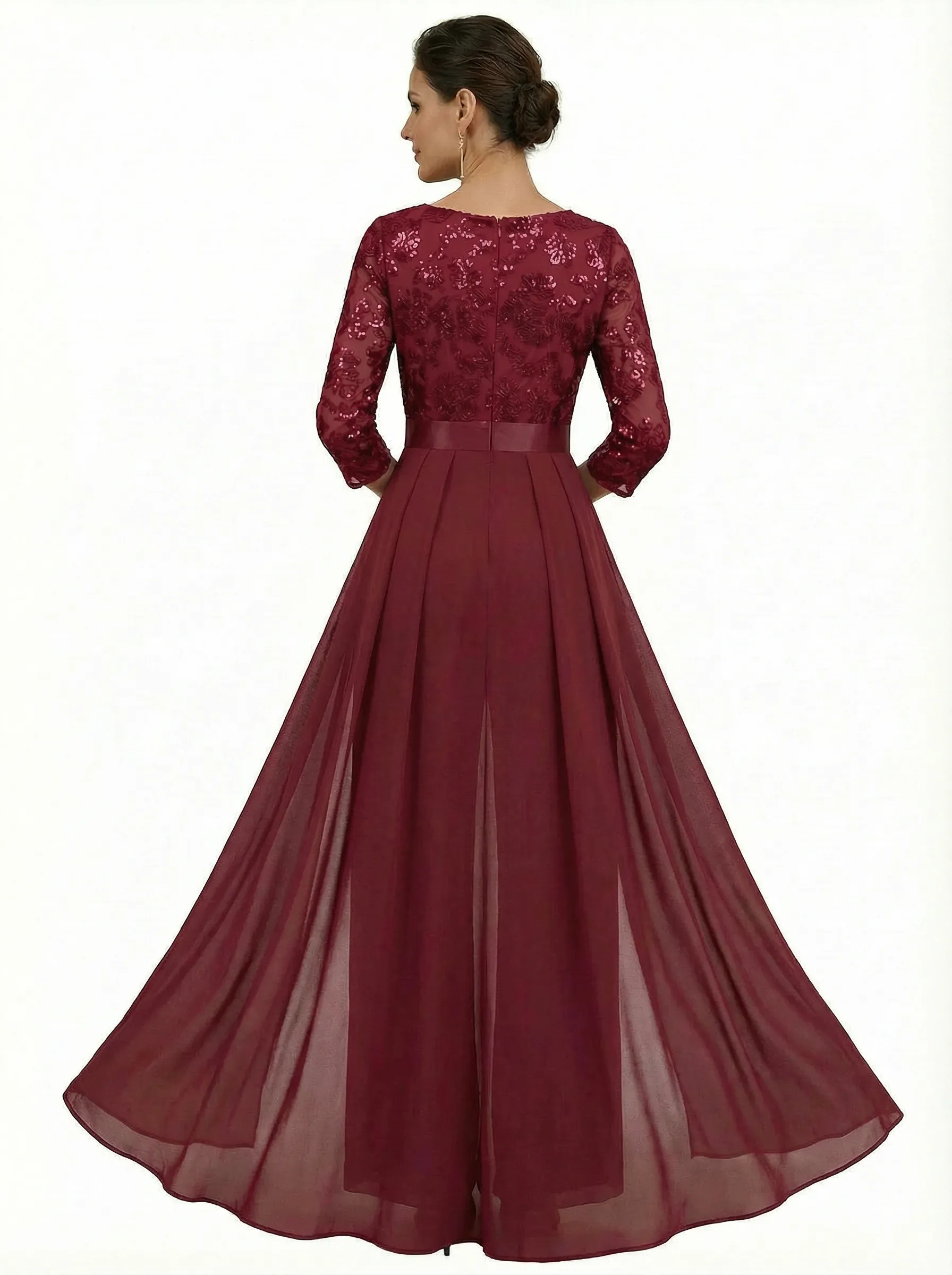 Chicsew Unique Lace Appliques 3/4 Sleeves Mother Of The Bride Jumpsuit With Train sold by ChicSew product image thumbnail 2