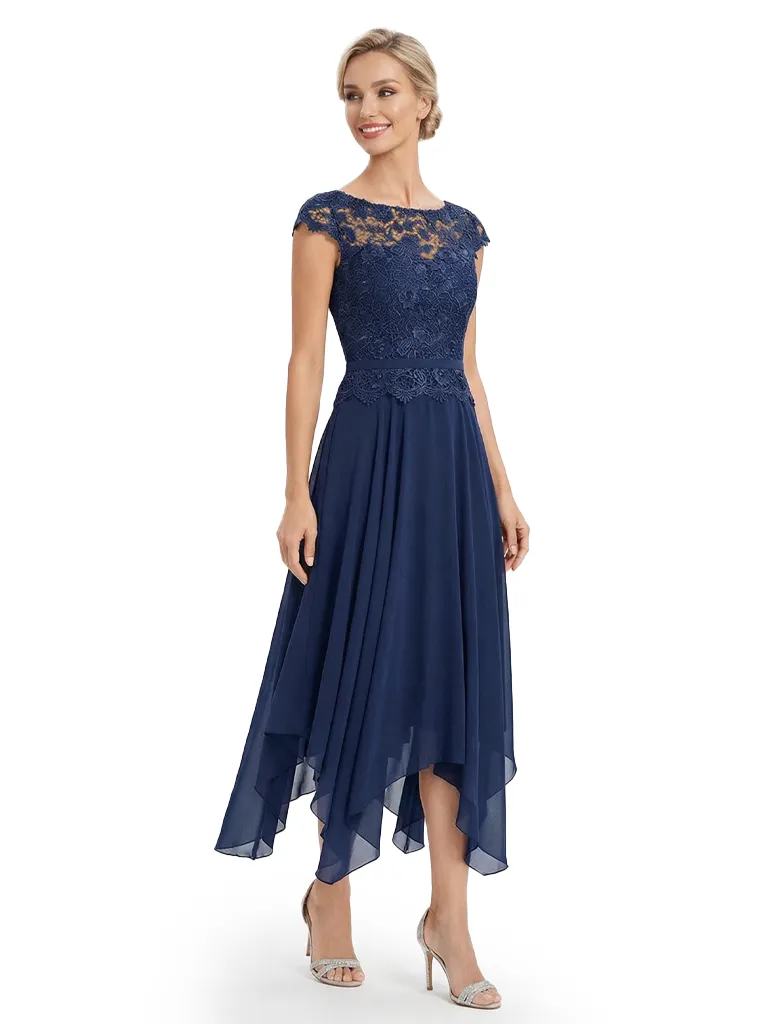 Chicsew Charming Scalloped Lace Boat Neck Cap Sleeves Mother Of The Bride Dress sold by ChicSew