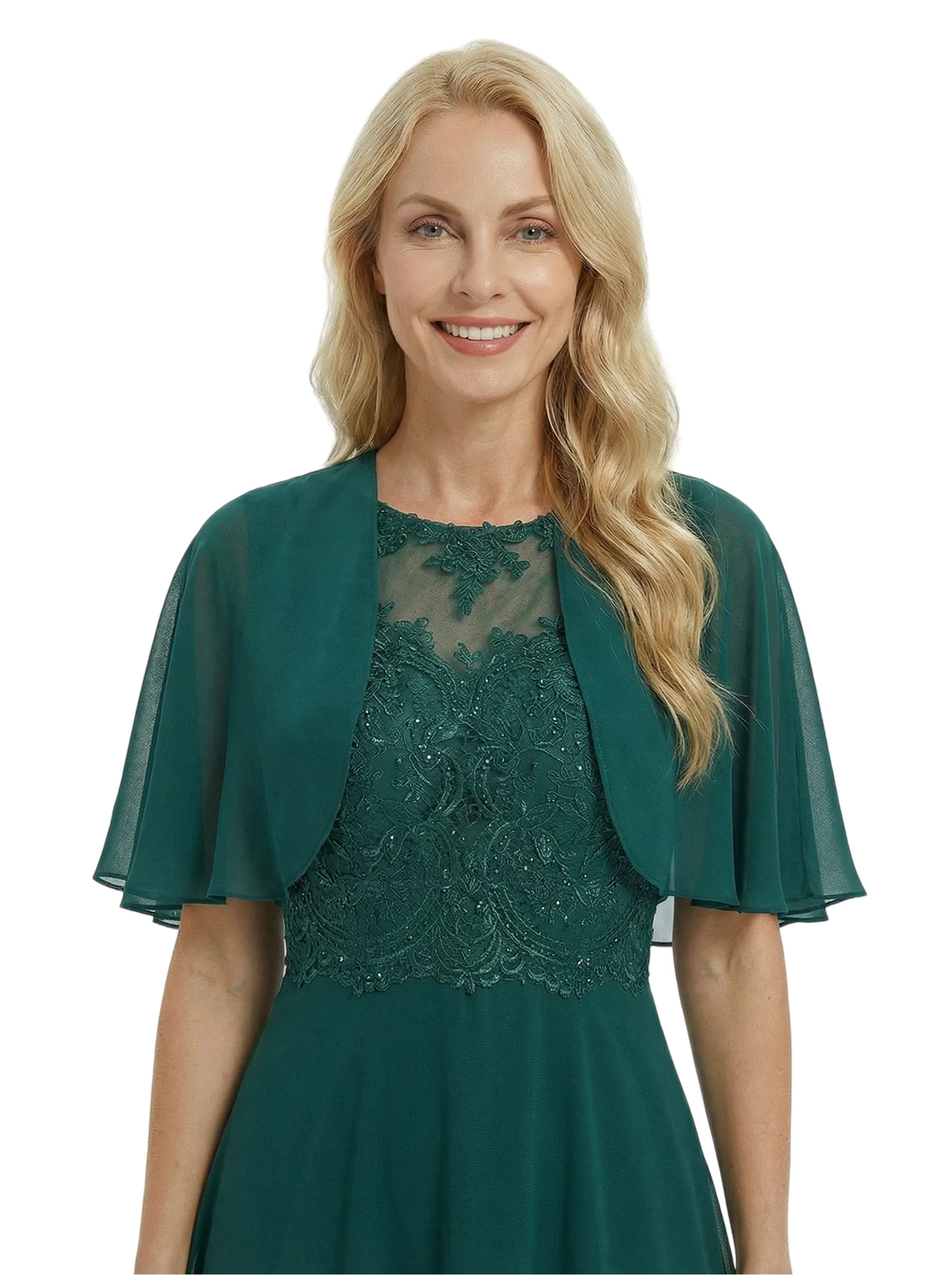 Chicsew Elegant Mother Of The Bride Dress Short Sleeves Lace Chiffon Floor-Length A-Line Gown sold by ChicSew product image thumbnail 2