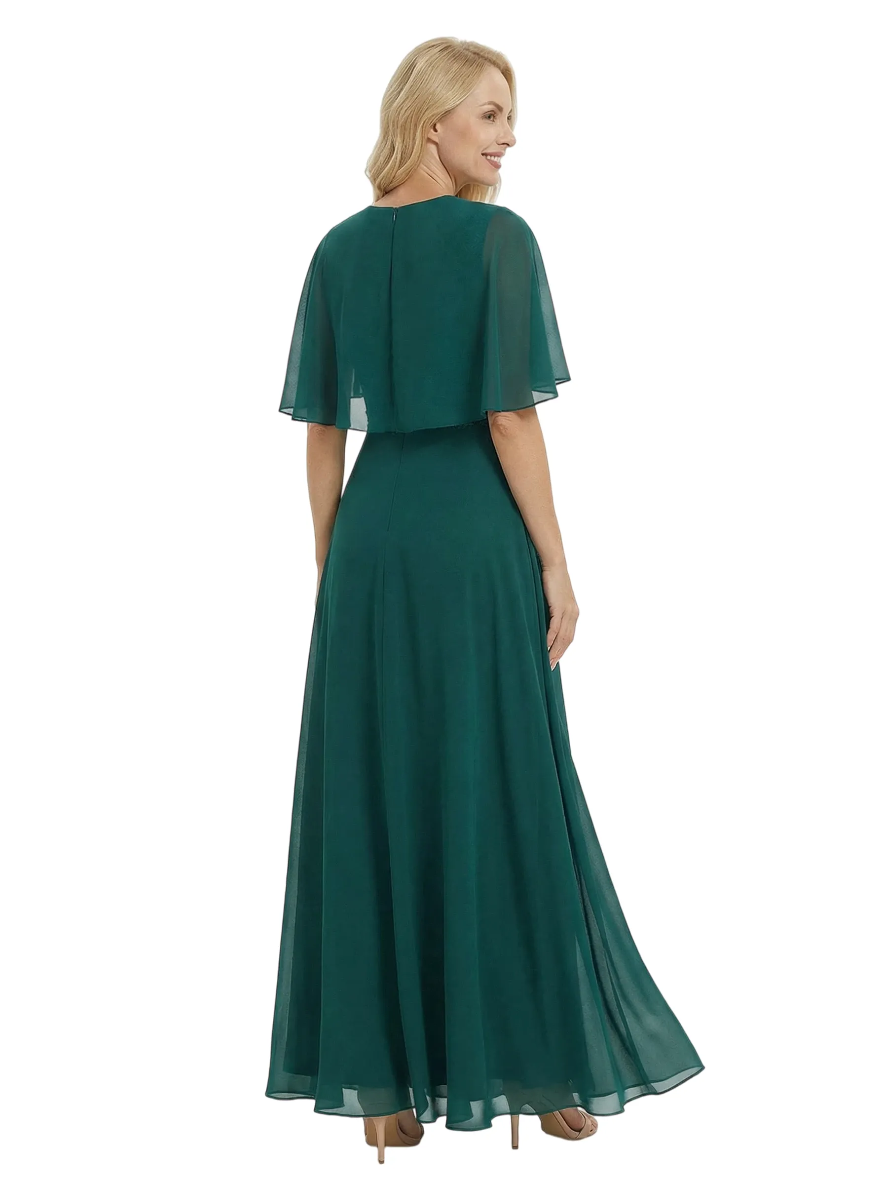 Chicsew Elegant Mother Of The Bride Dress Short Sleeves Lace Chiffon Floor-Length A-Line Gown sold by ChicSew product image thumbnail 3