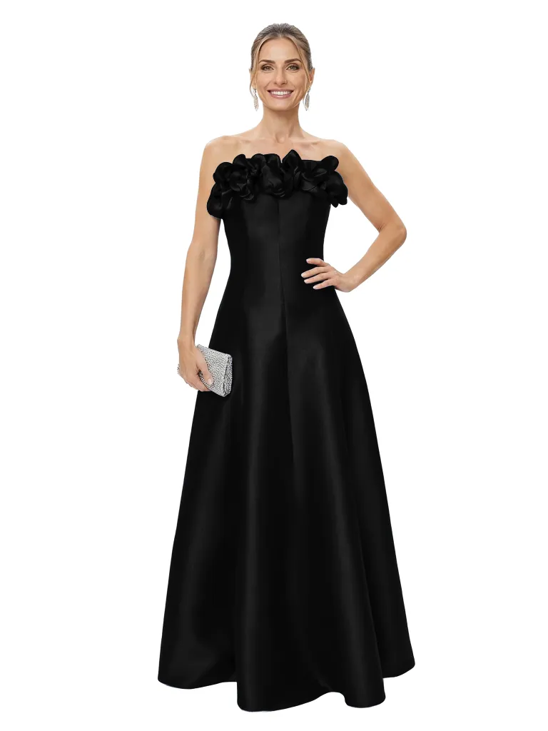 Chicsew Elegant Strapless Satin A-Line Mother Of The Bride Gowns With 3D Floral Appliques sold by ChicSew product image thumbnail 4