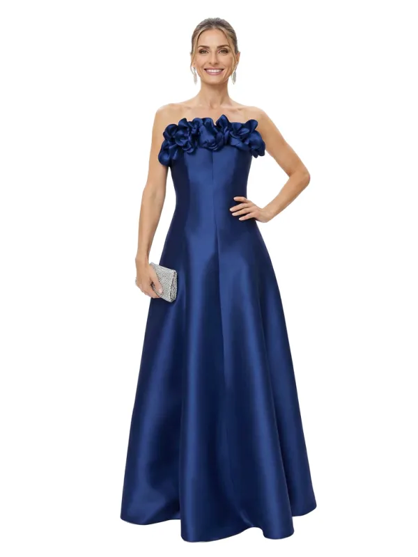 Chicsew Elegant Strapless Satin A-Line Mother Of The Bride Gowns With 3D Floral Appliques sold by ChicSew