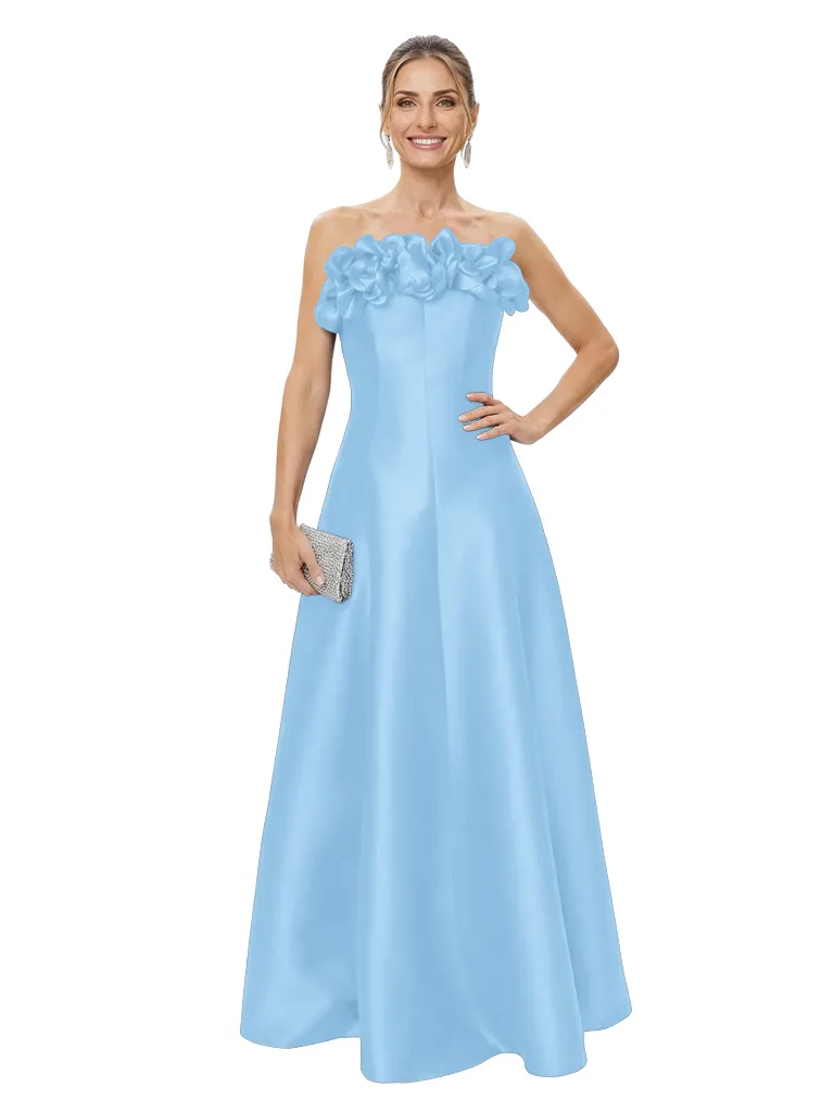 Chicsew Elegant Strapless Satin A-Line Mother Of The Bride Gowns With 3D Floral Appliques sold by ChicSew product image thumbnail 5