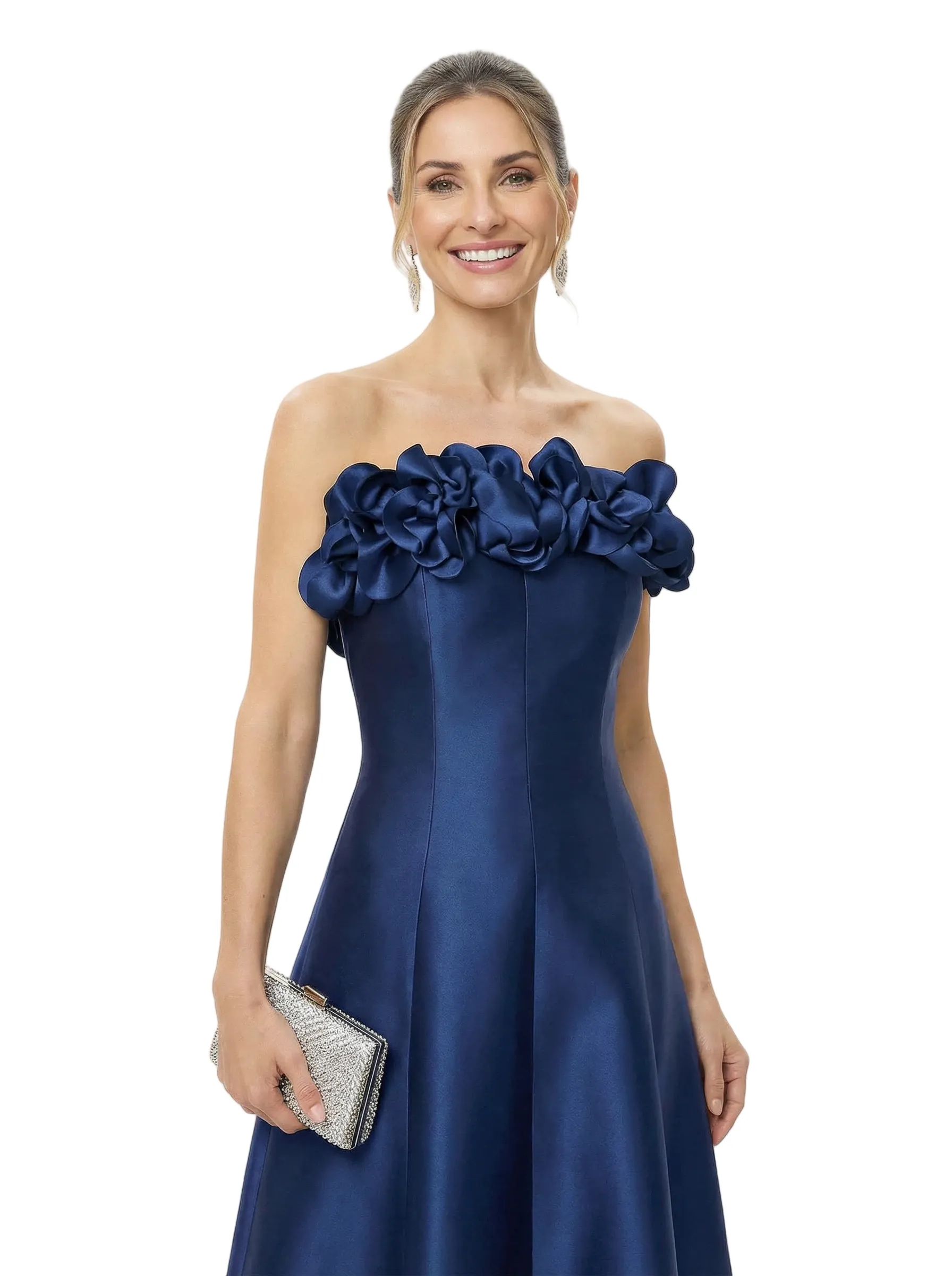 Chicsew Elegant Strapless Satin A-Line Mother Of The Bride Gowns With 3D Floral Appliques sold by ChicSew product image thumbnail 2