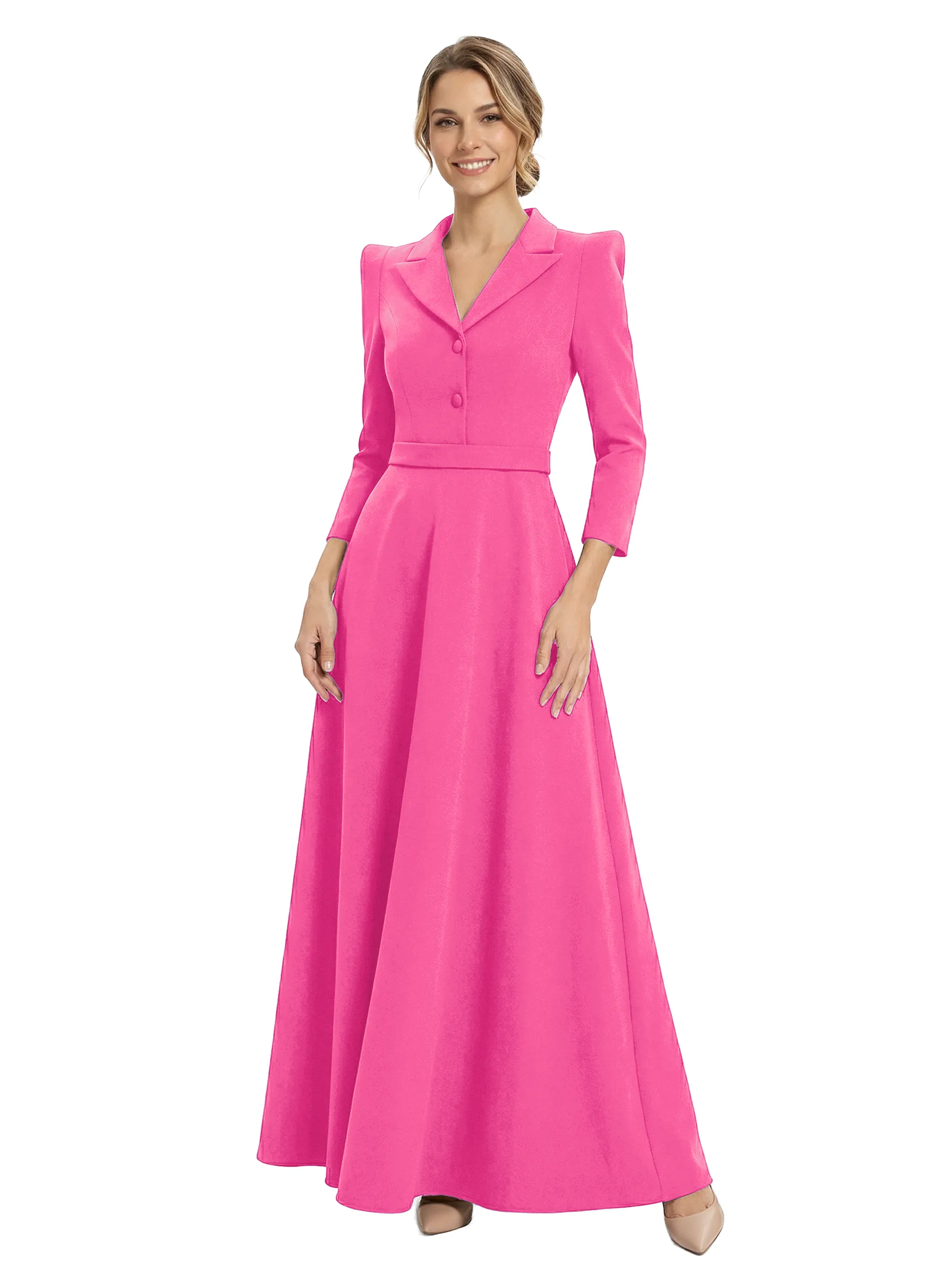 Chicsew Mother of The Groom Dresses V-Neck 3/4 Sleeve Crepe Maxi Gown Classy Structured Formal Bridal Party Dress sold by ChicSew product image thumbnail 3