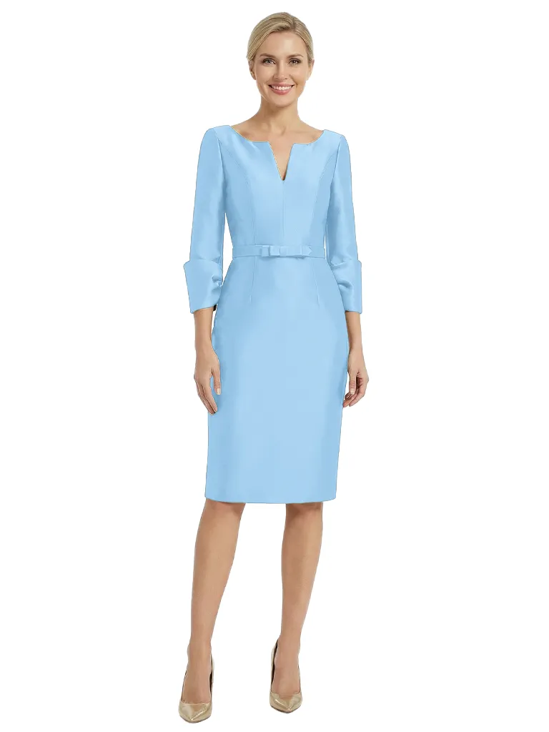 Chicsew Sophisticated Knee-Length Mother Of The Bride Dress Satin V-Neck Long Sleeves sold by ChicSew product image thumbnail 5