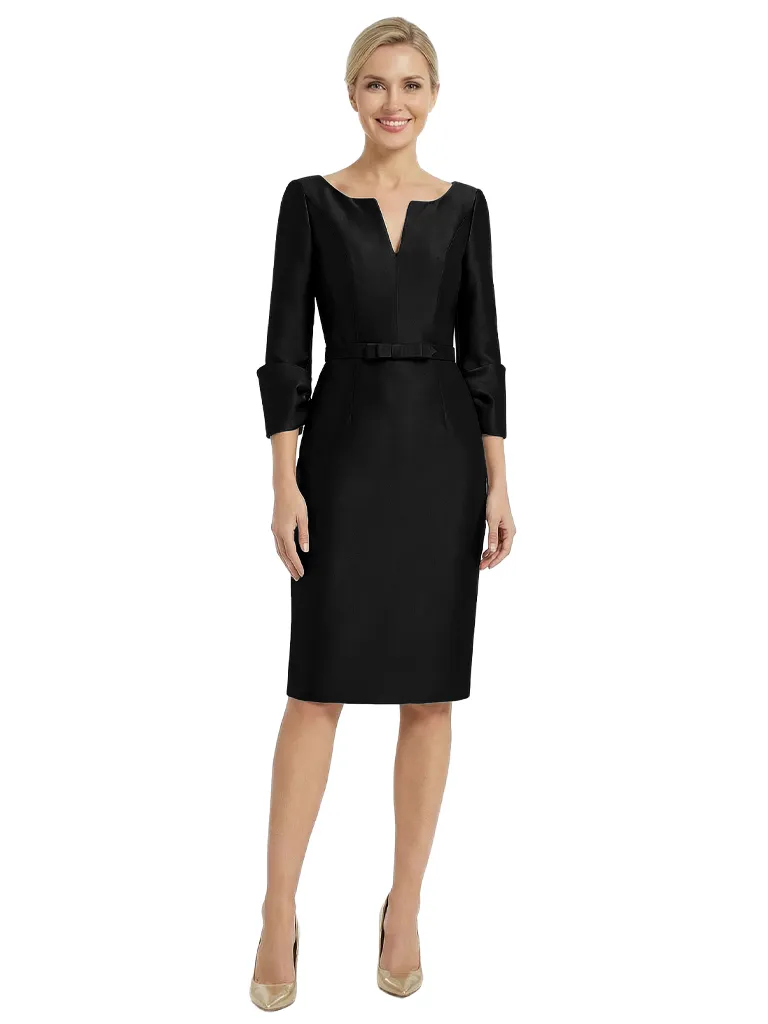 Chicsew Sophisticated Knee-Length Mother Of The Bride Dress Satin V-Neck Long Sleeves sold by ChicSew product image thumbnail 4