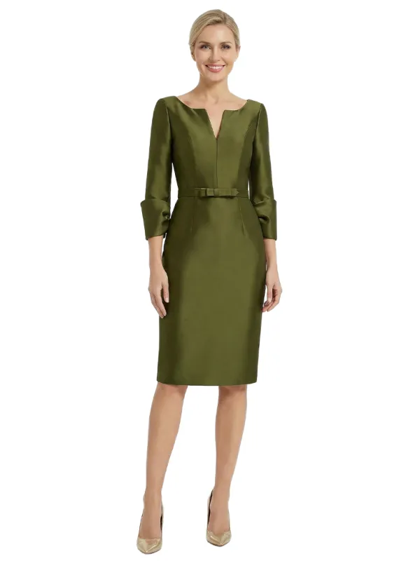 Chicsew Sophisticated Knee-Length Mother Of The Bride Dress Satin V-Neck Long Sleeves sold by ChicSew