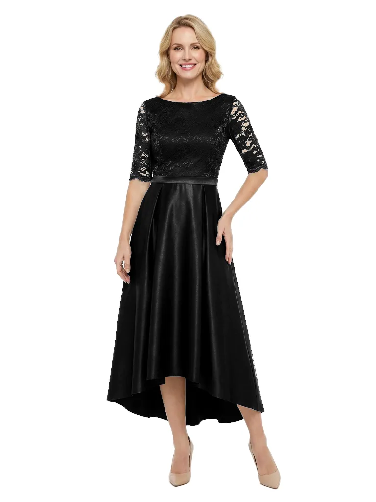 Chicsew Elegant Mother Of The Bride Dress Half Sleeves Lace Satin High-Low A-Line Gown sold by ChicSew product image thumbnail 4