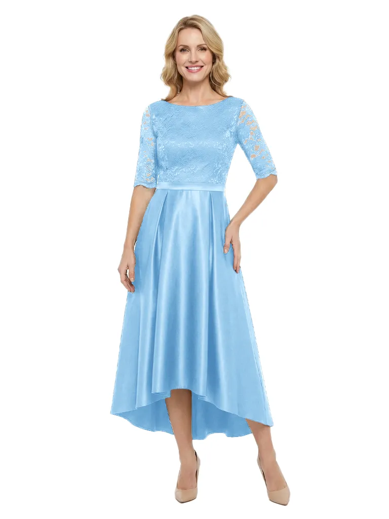 Chicsew Elegant Mother Of The Bride Dress Half Sleeves Lace Satin High-Low A-Line Gown sold by ChicSew product image thumbnail 5