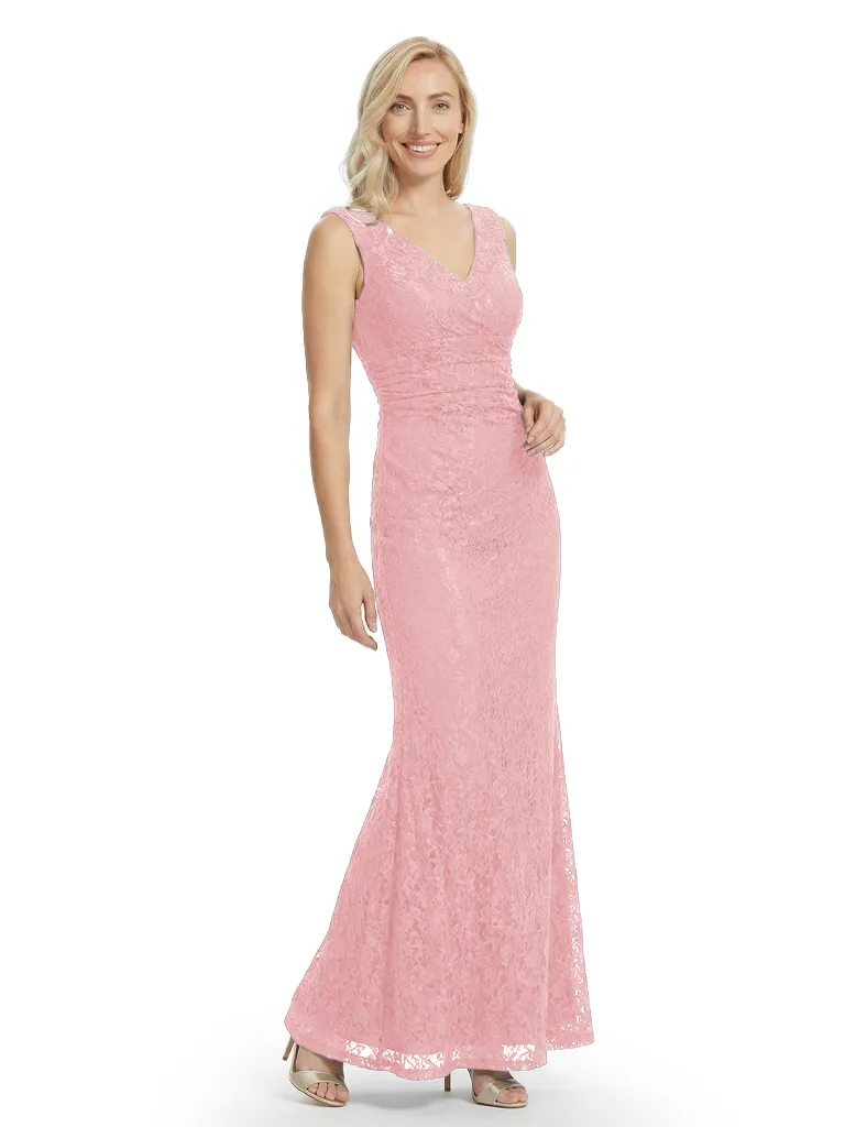 Chicsew Mother of The Bride Dresses V-Neck Sleeveless Lace Mermaid Maxi Gown Elegant Flowy Formal Wedding Event Dress sold by ChicSew product image thumbnail 5