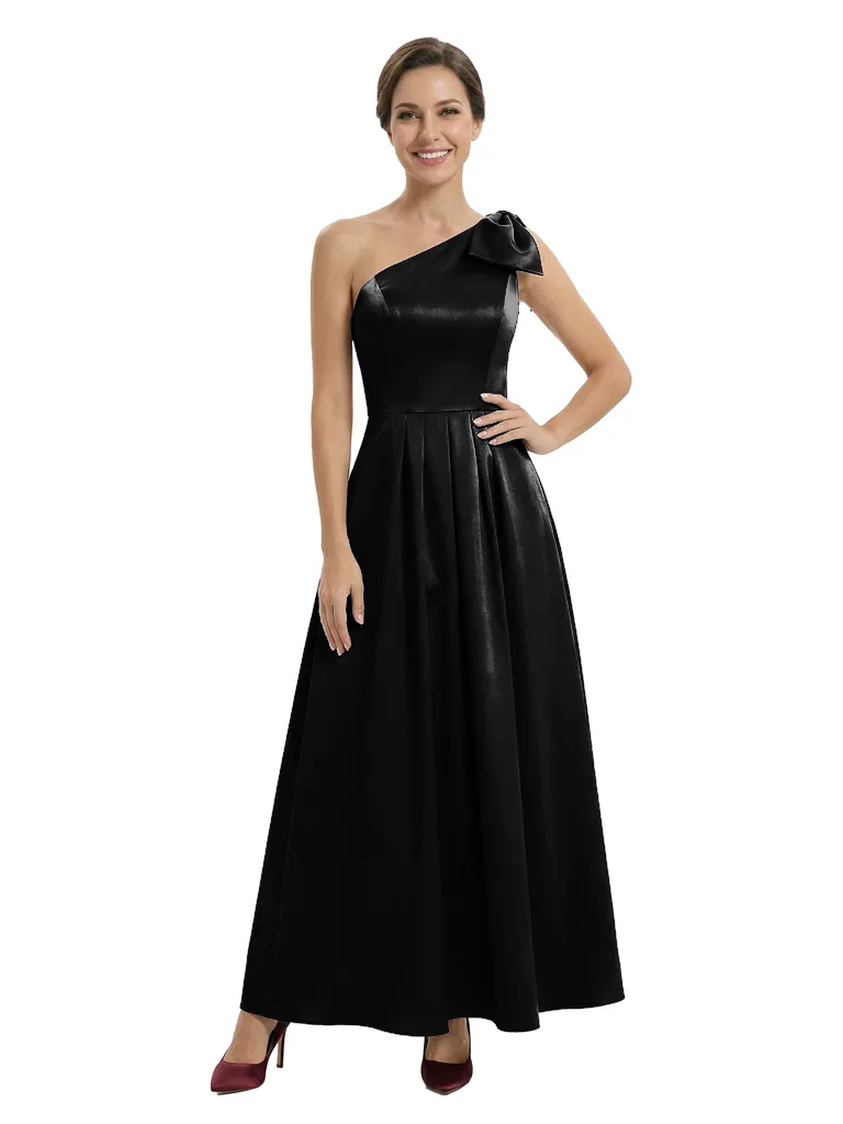 Chicsew Elegant One Shoulder A-Line Satin Mother Of The Bride Dress With Bow Knot sold by ChicSew product image thumbnail 4