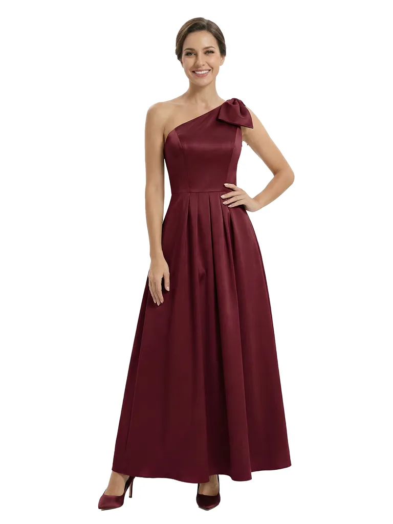 Chicsew Elegant One Shoulder A-Line Satin Mother Of The Bride Dress With Bow Knot sold by ChicSew