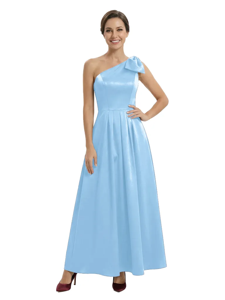 Chicsew Elegant One Shoulder A-Line Satin Mother Of The Bride Dress With Bow Knot sold by ChicSew product image thumbnail 5