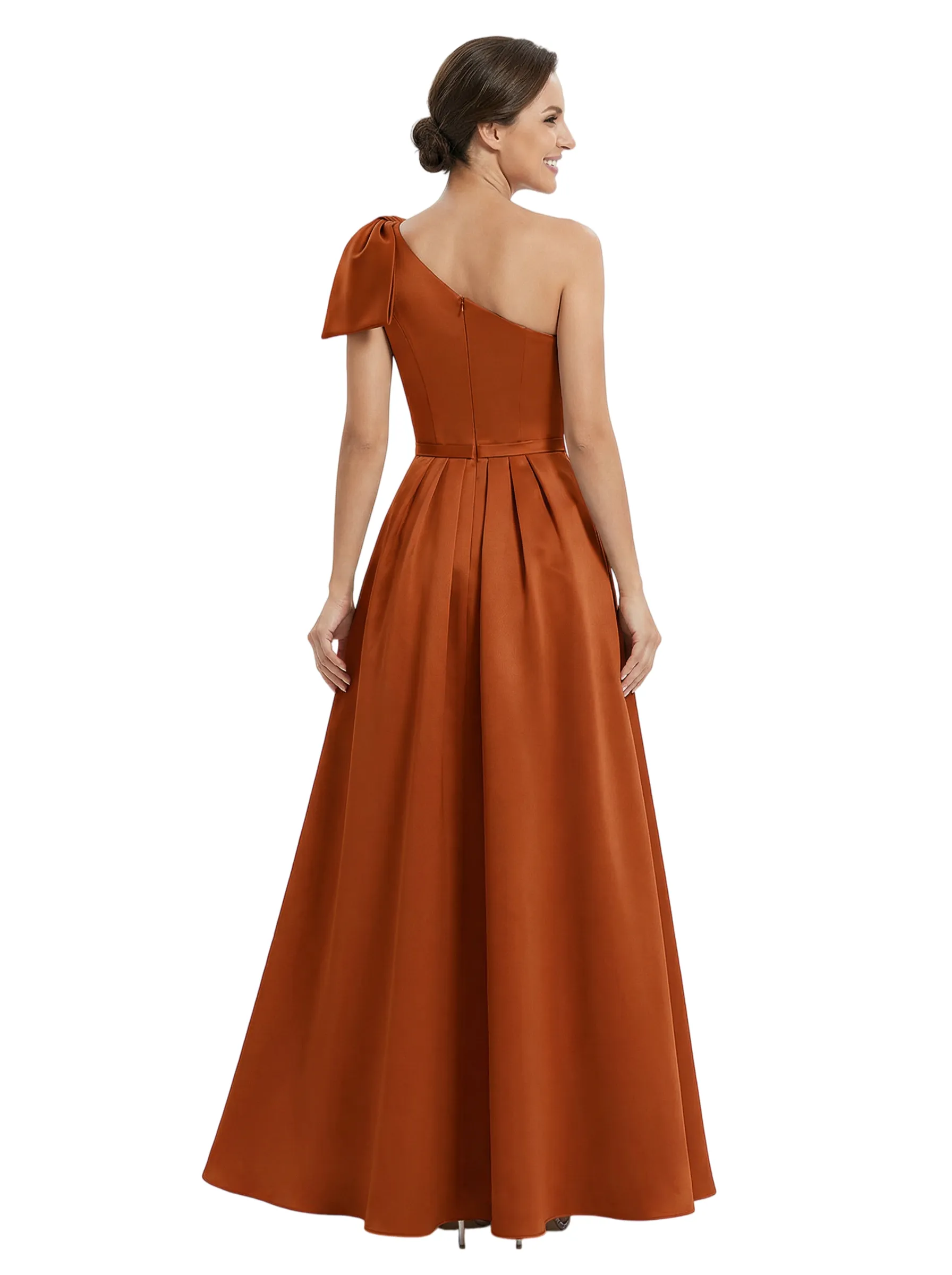 Chicsew Elegant One Shoulder A-Line Satin Mother Of The Bride Dress With Bow Knot sold by ChicSew product image thumbnail 2