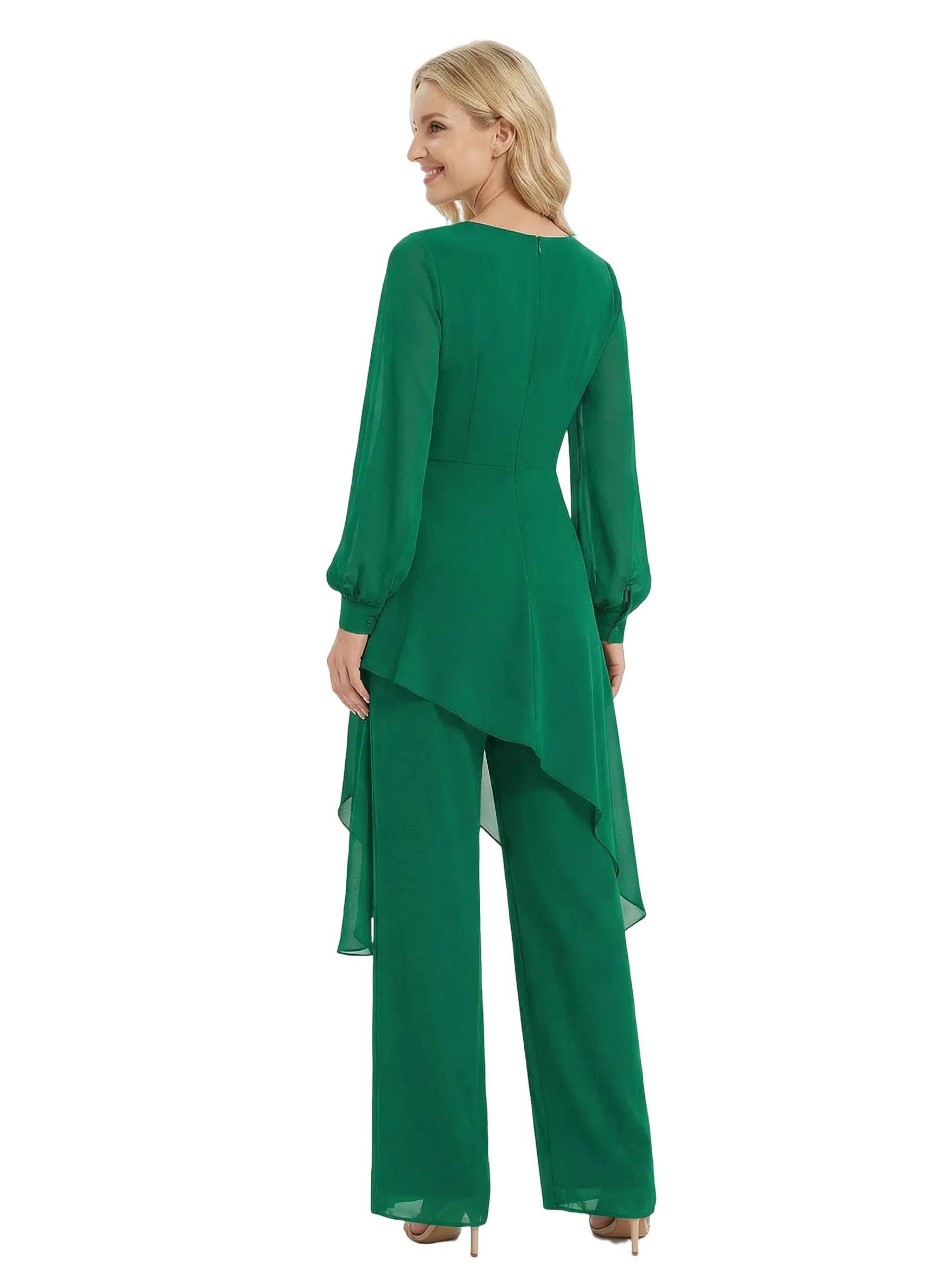 Chicsew Chiffon Jumpsuit Mother Of The Bride Dresses V-Neck Long Sleeves Evening Pant Suits sold by ChicSew product image thumbnail 3
