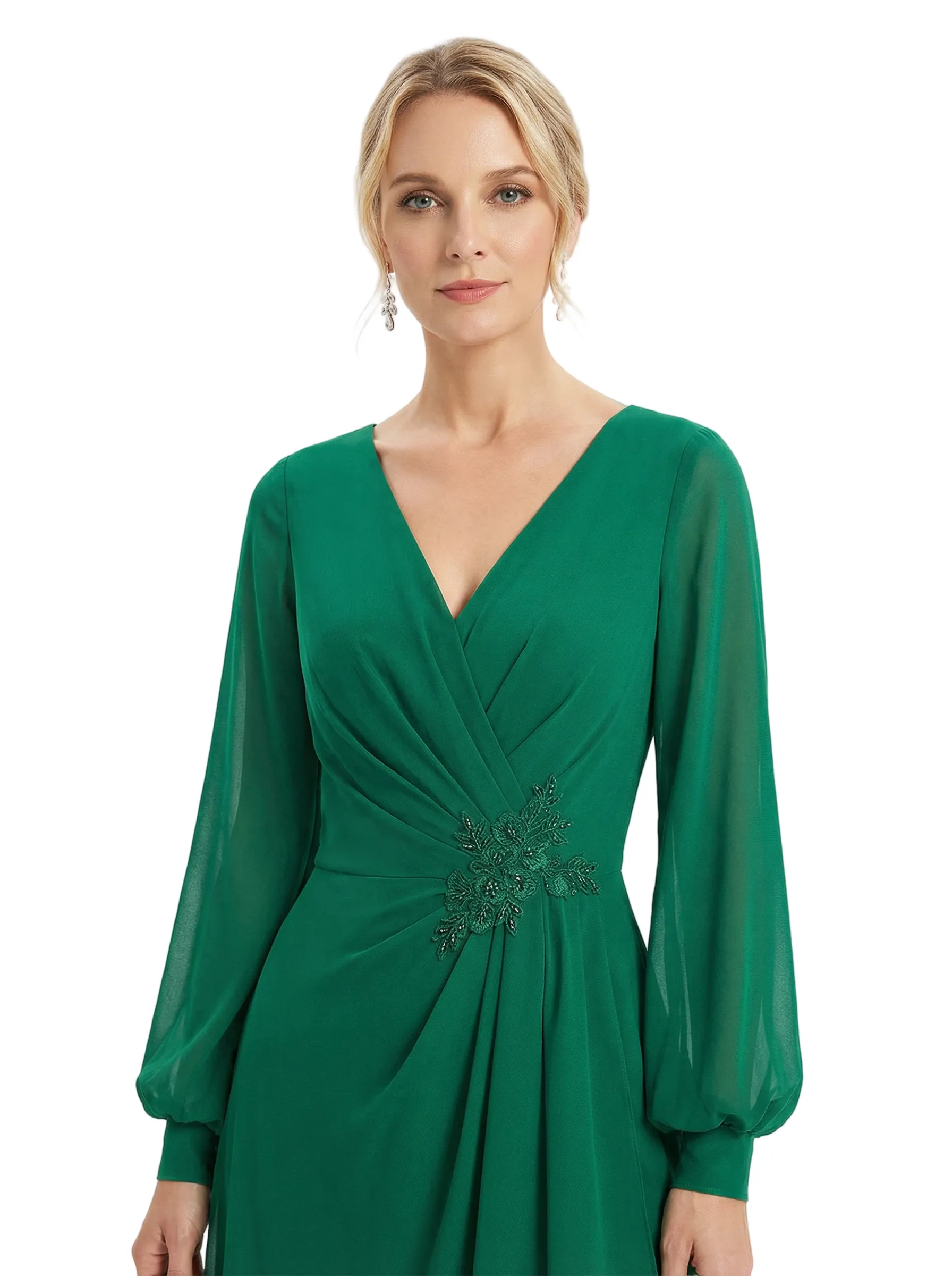 Chicsew Chiffon Jumpsuit Mother Of The Bride Dresses V-Neck Long Sleeves Evening Pant Suits sold by ChicSew product image thumbnail 2