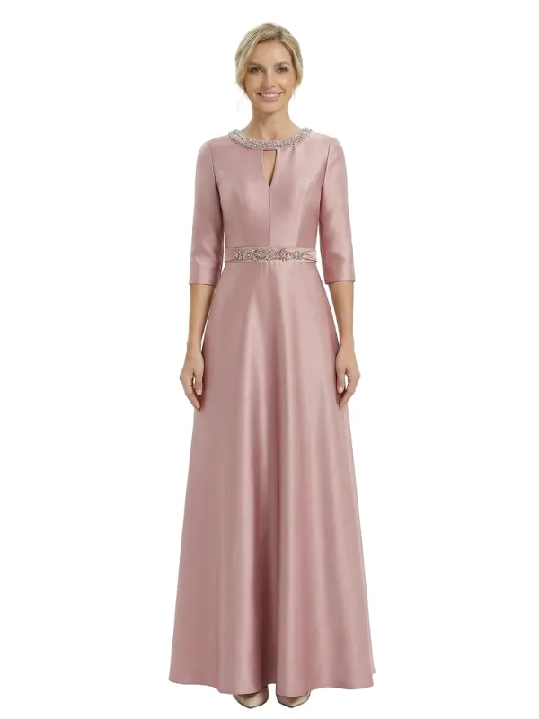Chicsew Sophisticated 3/4 Sleeves Beaded A-Line Satin Mother Of The Bride Dress sold by ChicSew