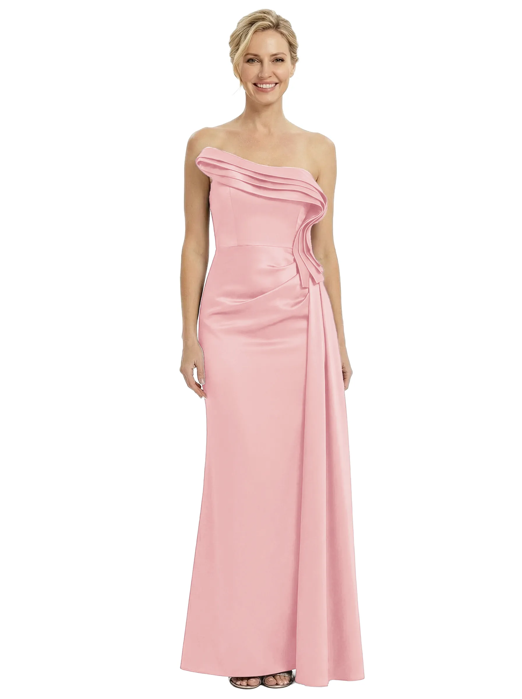 Chicsew Strapless Ruffle Mother Of The Bride Dresses Satin Modern Sheath Gown sold by ChicSew product image thumbnail 5
