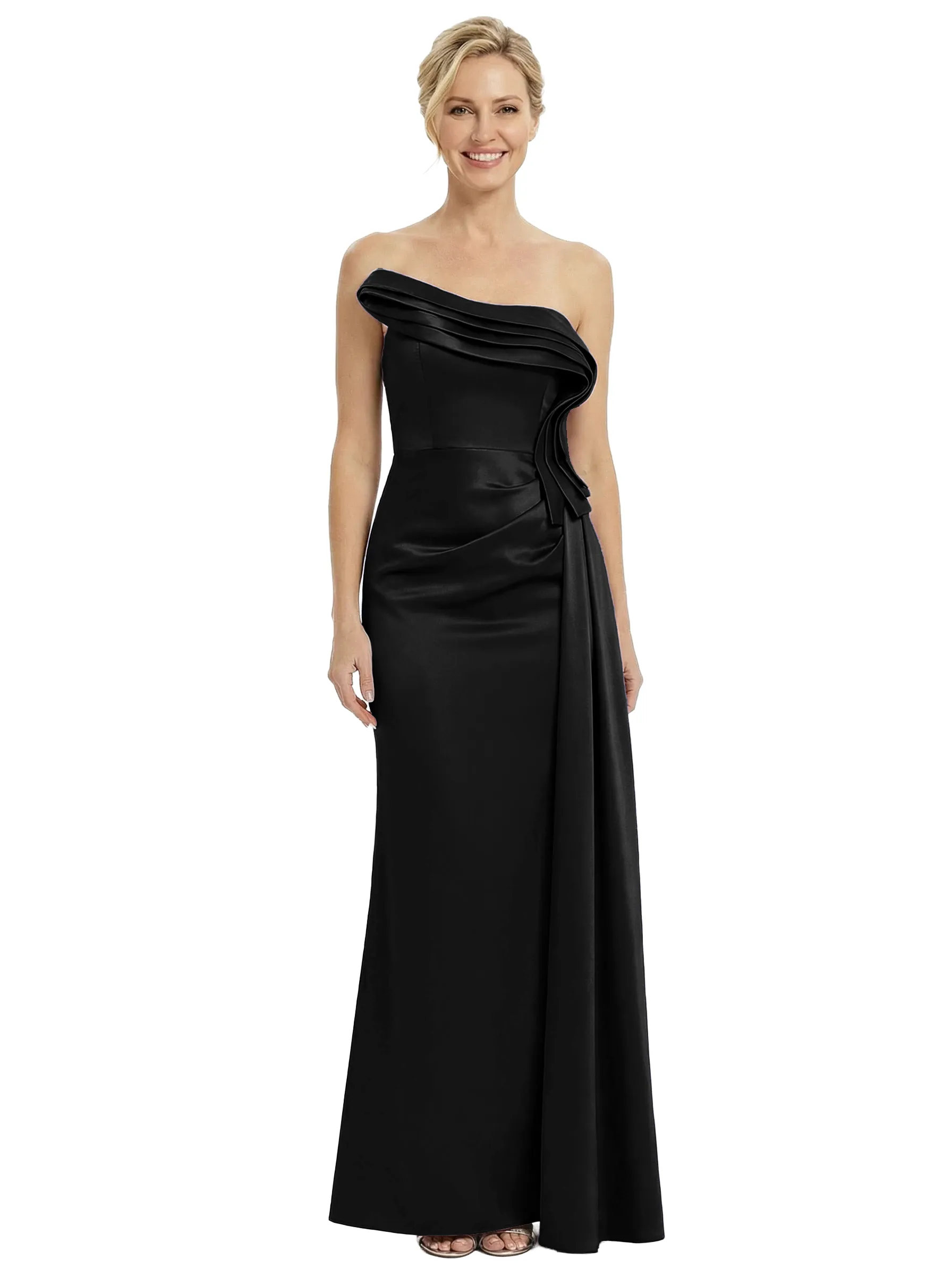 Chicsew Strapless Ruffle Mother Of The Bride Dresses Satin Modern Sheath Gown sold by ChicSew product image thumbnail 3