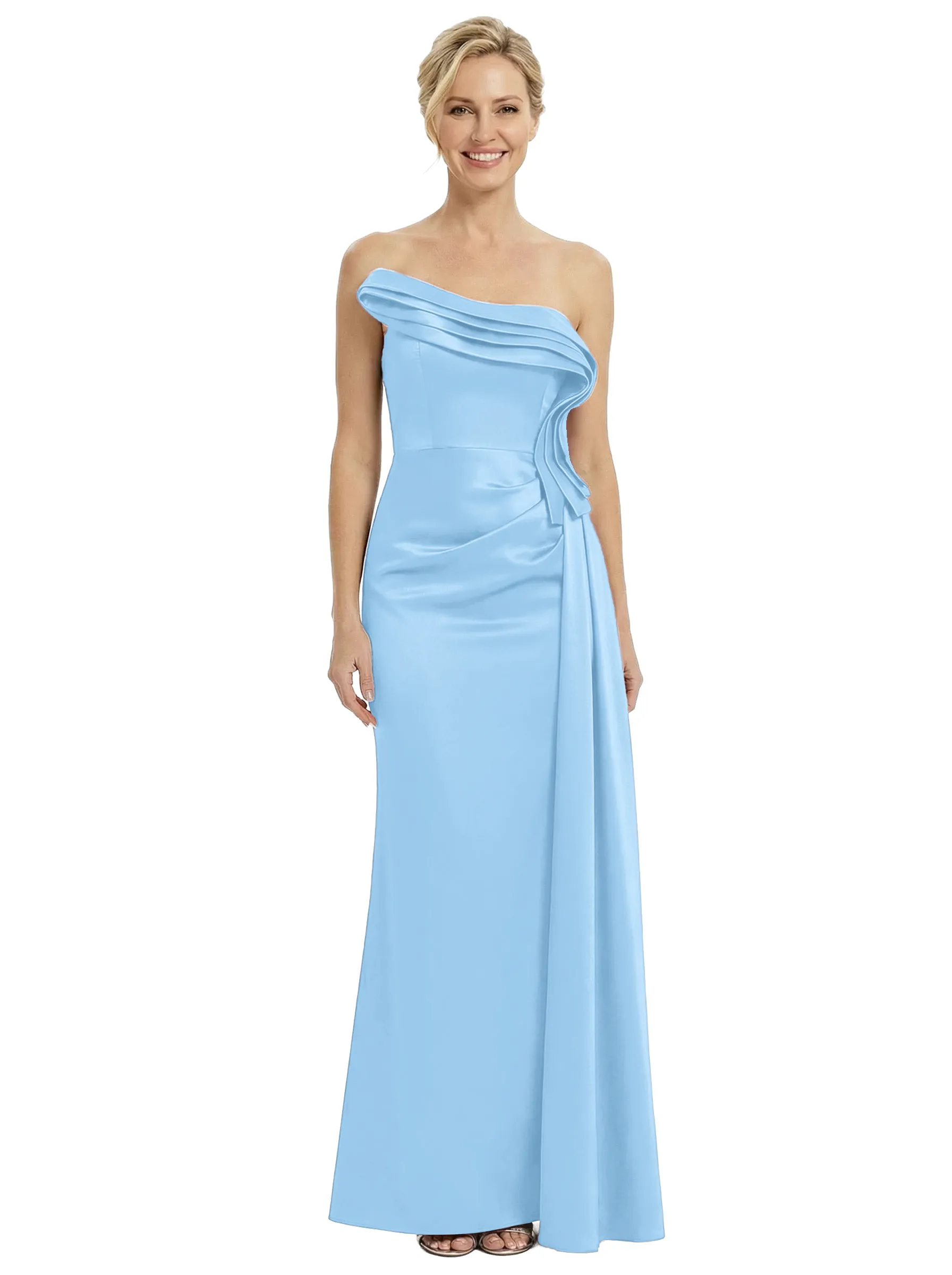 Chicsew Strapless Ruffle Mother Of The Bride Dresses Satin Modern Sheath Gown sold by ChicSew product image thumbnail 4