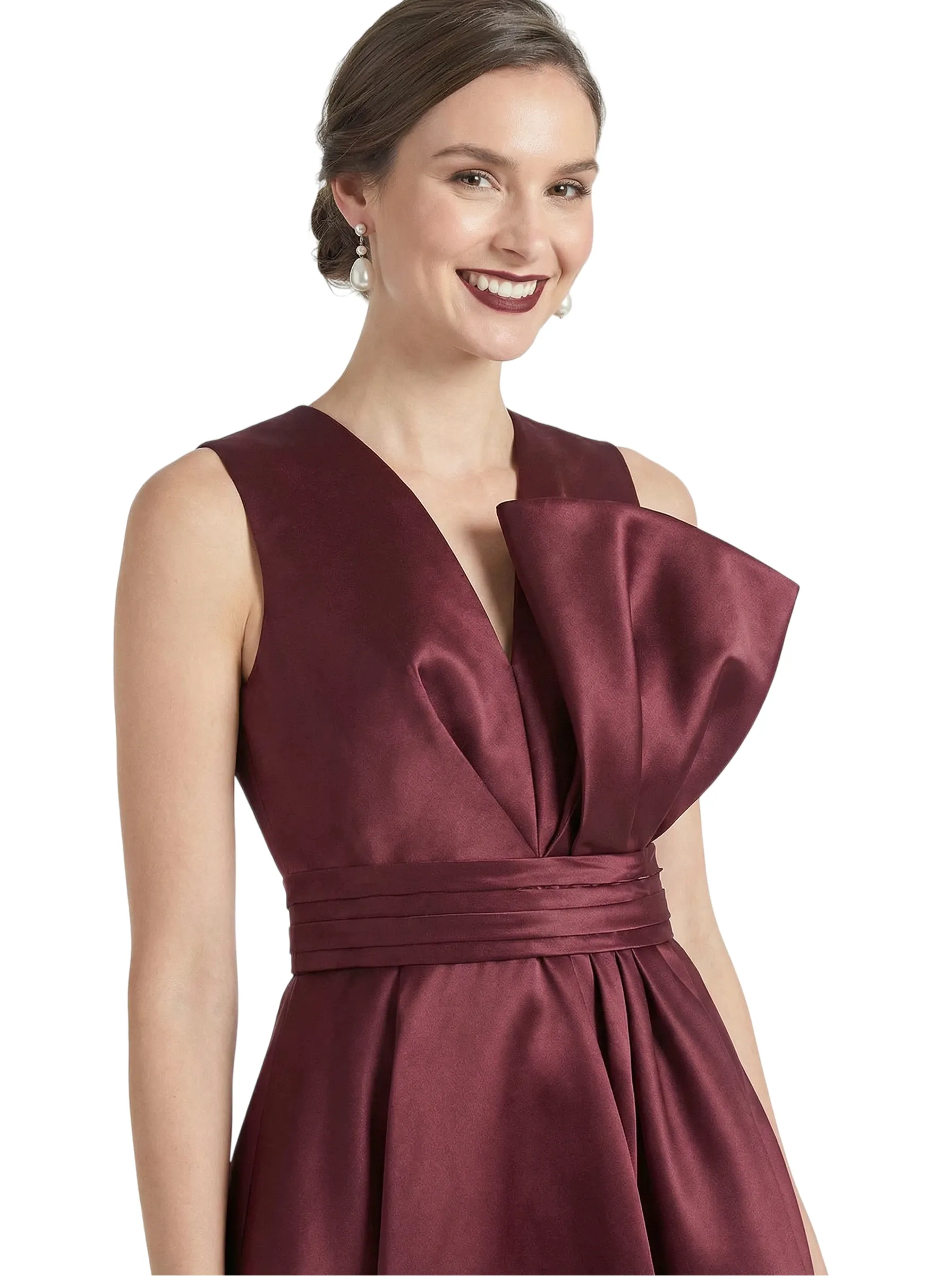 Chicsew Elegant Mother of The Bride Dress V-Neck Satin High-Low A-Line Gown sold by ChicSew product image thumbnail 2