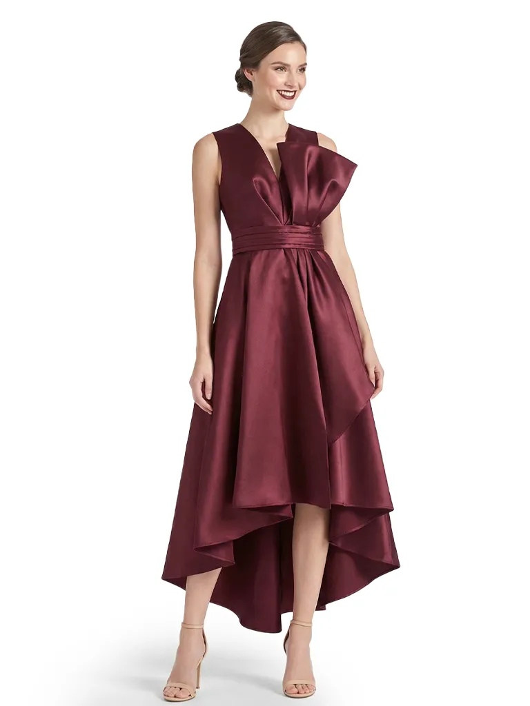 Chicsew Elegant Mother of The Bride Dress V-Neck Satin High-Low A-Line Gown sold by ChicSew