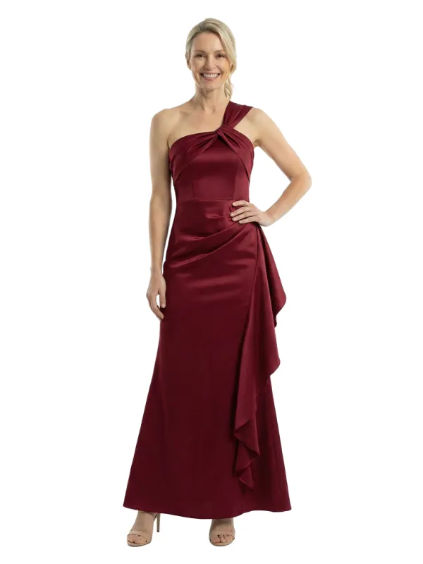 Chicsew One Shoulder Mother Of The Bride Dresses Ruffle Silky Satin Sheath Ankle-Length Gowns sold by ChicSew