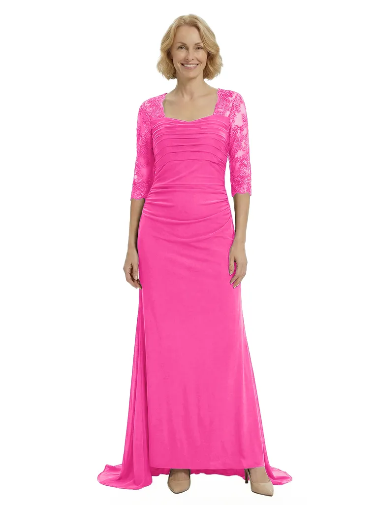 Chicsew Square 3/4 Sleeves Ruched Mother Of The Groom Dress Mermaid Fishtail Evening Gown sold by ChicSew product image thumbnail 4