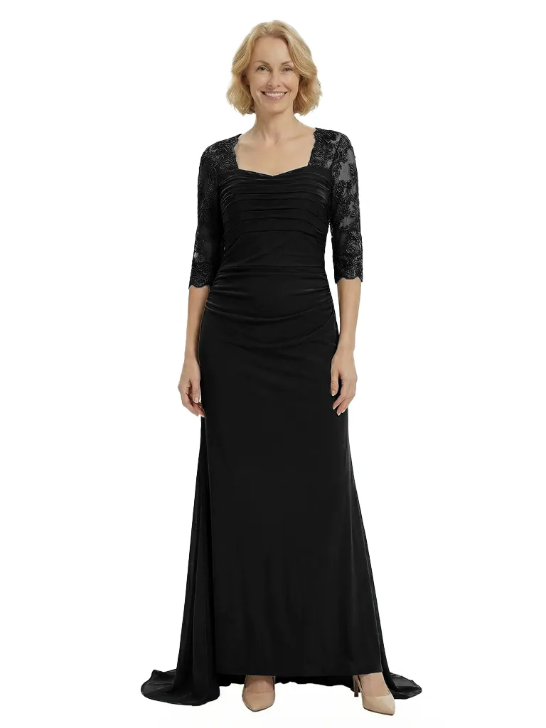 Chicsew Square 3/4 Sleeves Ruched Mother Of The Groom Dress Mermaid Fishtail Evening Gown sold by ChicSew product image thumbnail 5