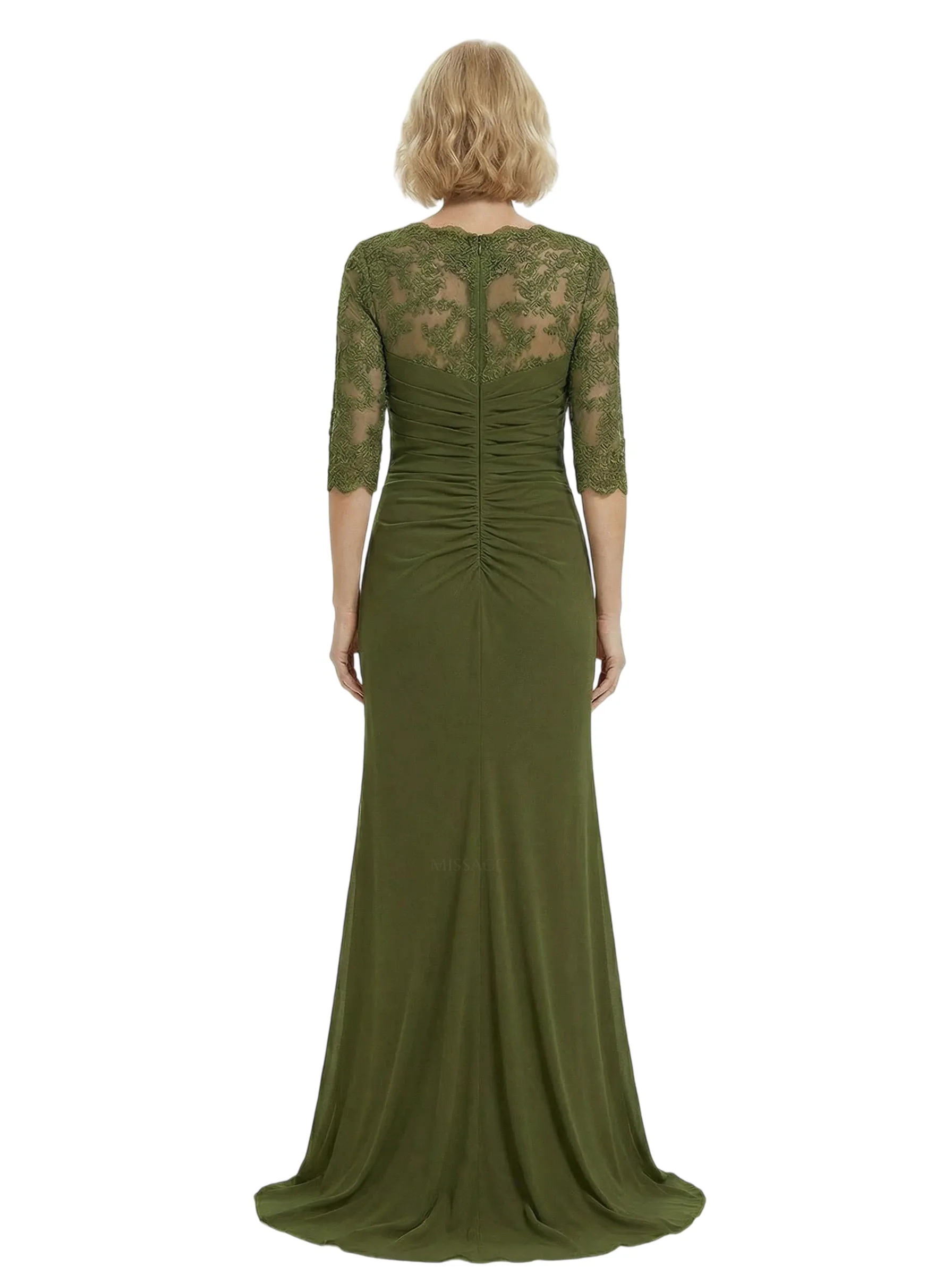 Chicsew Square 3/4 Sleeves Ruched Mother Of The Groom Dress Mermaid Fishtail Evening Gown sold by ChicSew product image thumbnail 3