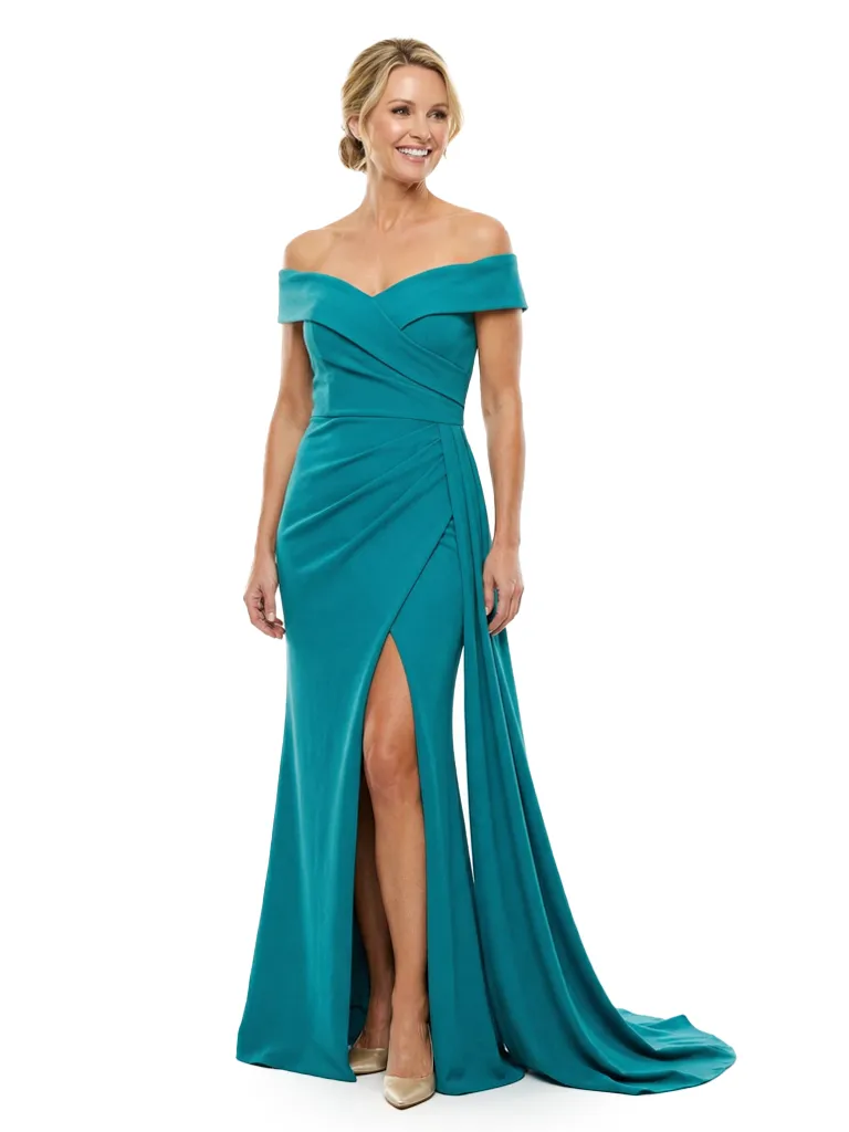 Chicsew Off Shoulder Side Slit Crepe Mother Of The Groom Dress Mermaid sold by ChicSew