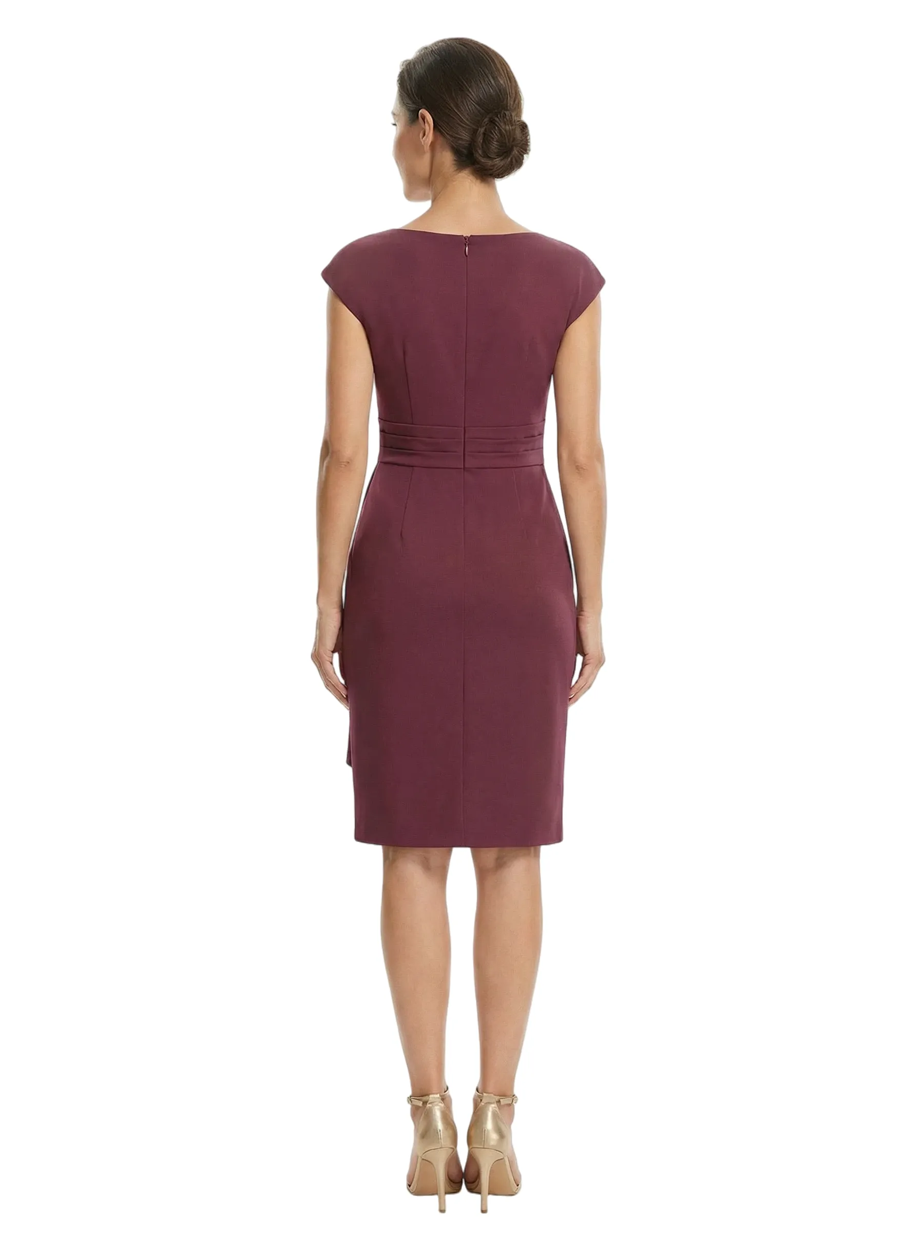Chicsew Mother of The Bride Dress Beautiful Jewel Cap Sleeve Crepe Sheath Midi Gown Ruffled Stylish Design sold by ChicSew product image thumbnail 3