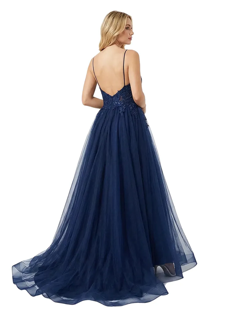 Modern Spaghetti Straps A-line Side Slit Lace Party Prom Dresses sold by ChicSew product image thumbnail 3