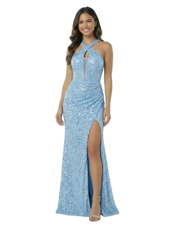 Sexy Halter Sleeveless Side Slit Mermaid Prom Gown Glitter Sequin Formal Events sold by ChicSew