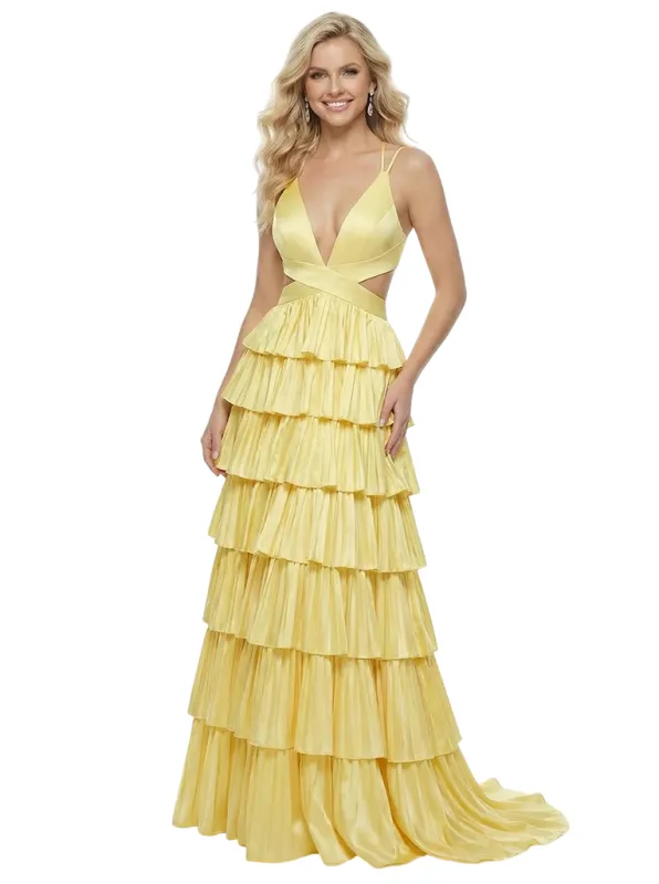 Unique Spaghetti Straps V-Neck Side Slit A-Line Formal Gown Floor-Length Prom Dress sold by ChicSew