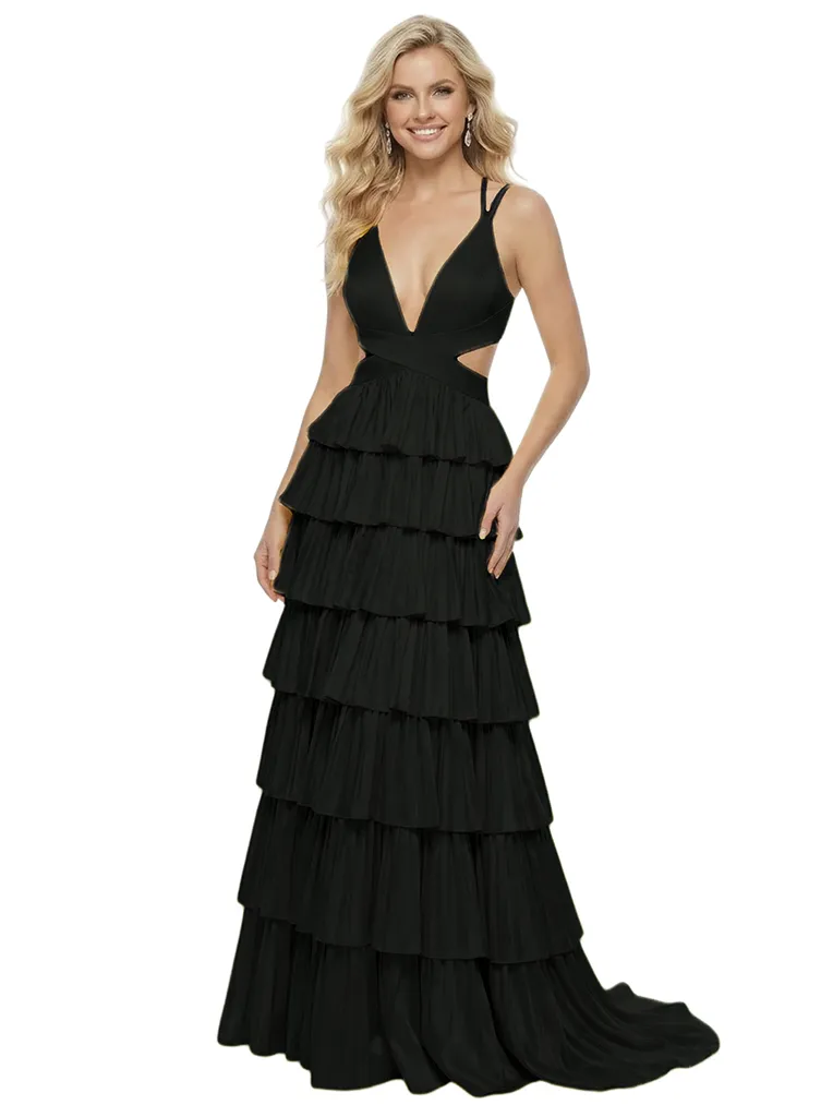 Unique Spaghetti Straps V-Neck Side Slit A-Line Formal Gown Floor-Length Prom Dress sold by ChicSew product image thumbnail 4