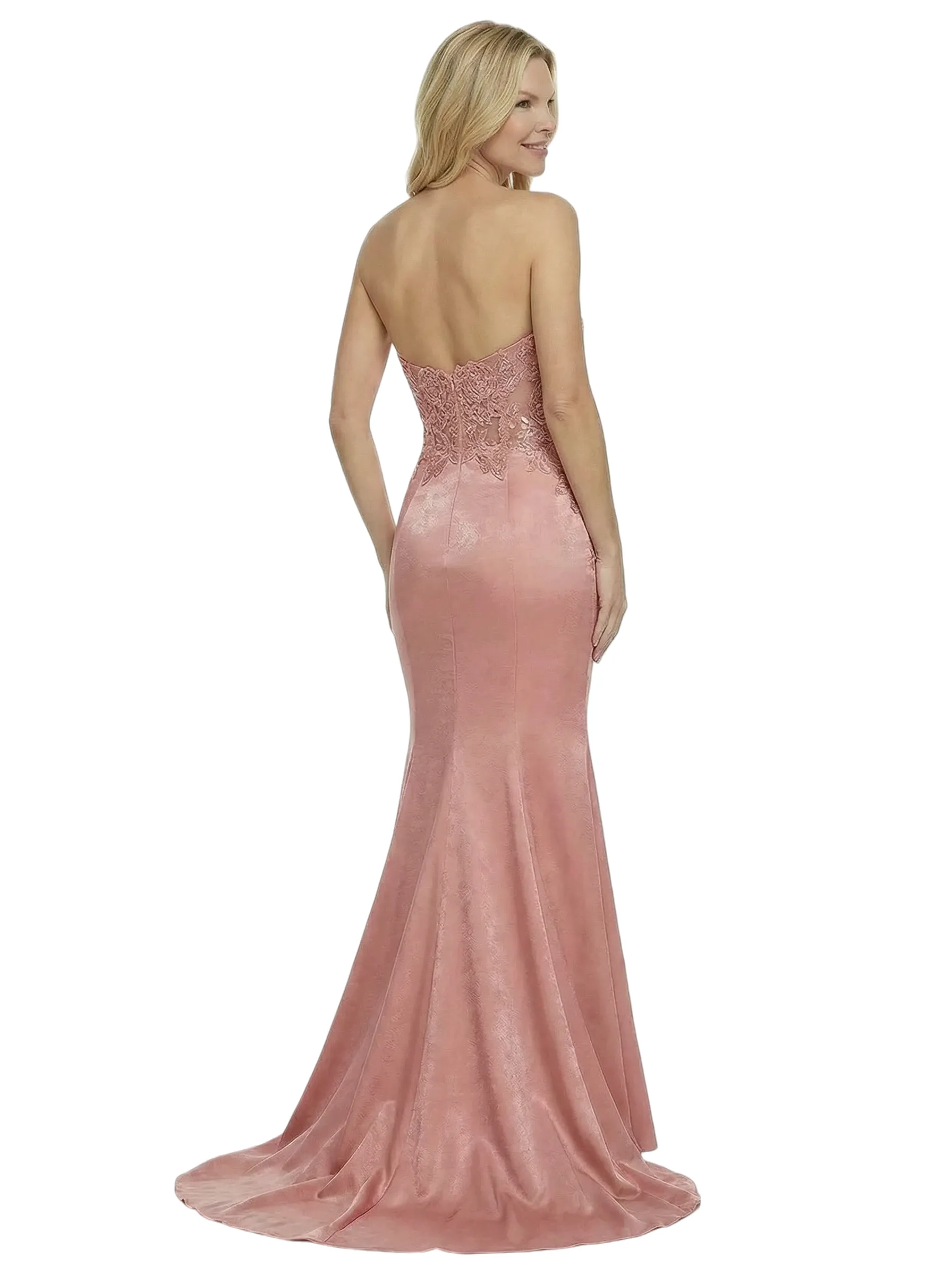 Pretty Strapless Sweetheart Satin Prom Dress With Lace Applique Evening Gown sold by ChicSew product image thumbnail 2