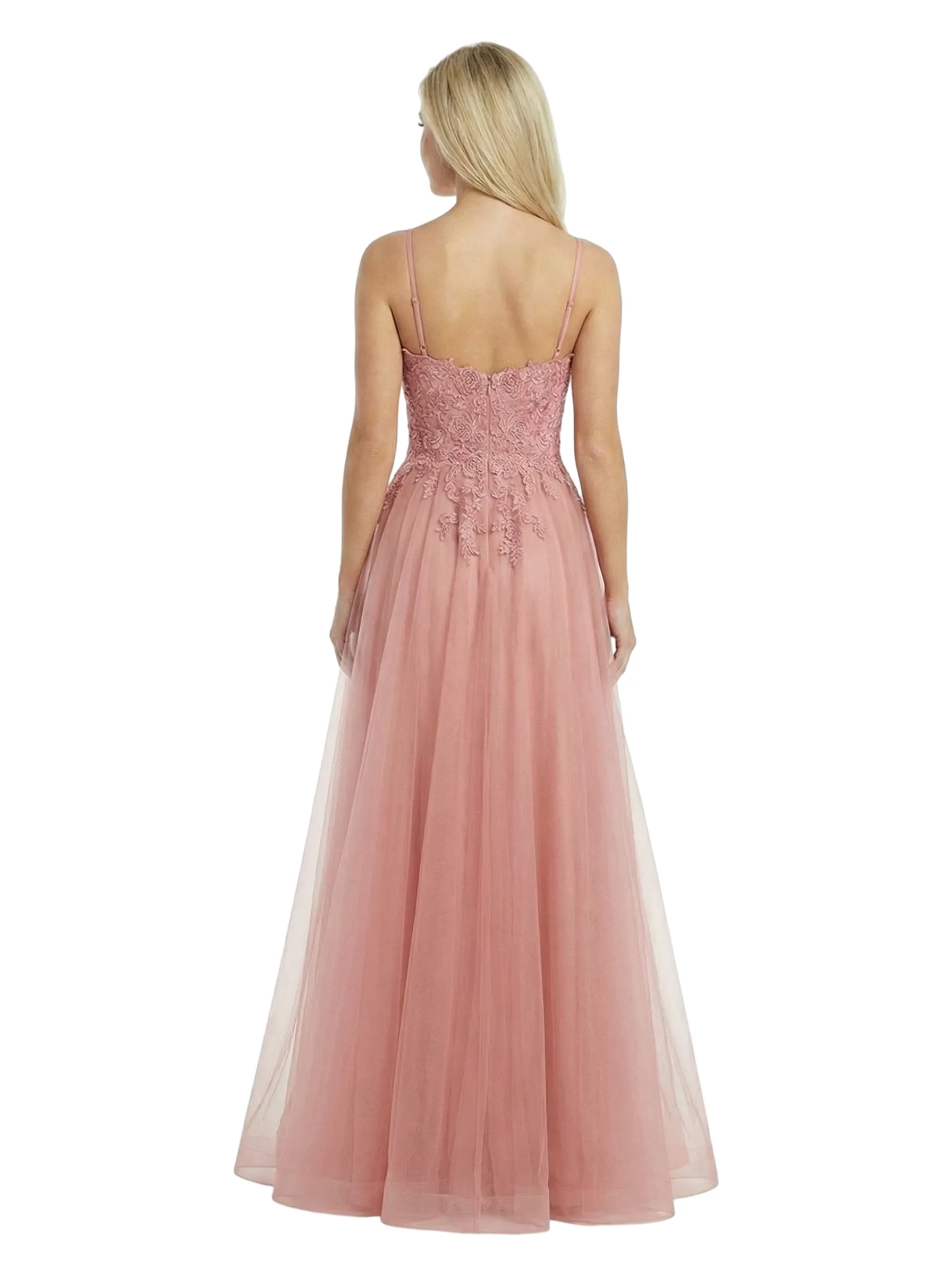 Beautiful Spaghetti Straps V-Neck Lace Appliques A-Line Tulle Ball Gown Formal Prom Dress sold by ChicSew product image thumbnail 3