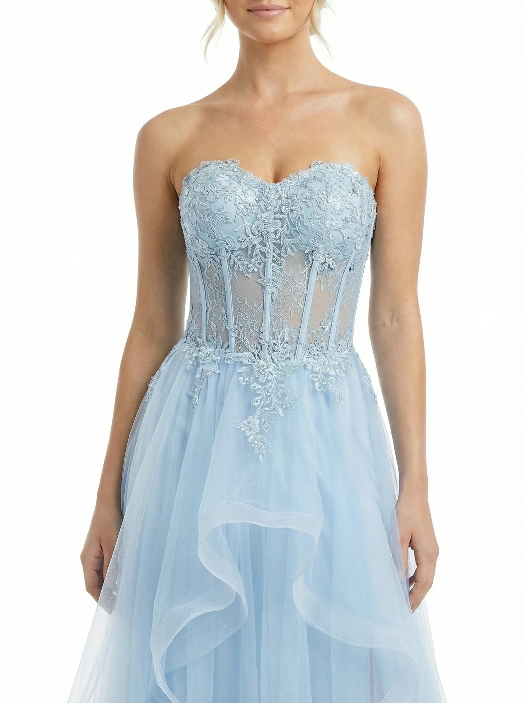 Sexy Sweetheart Sleeveless Tulle Lace Applique A-Line Formal Prom Dress sold by ChicSew product image thumbnail 2