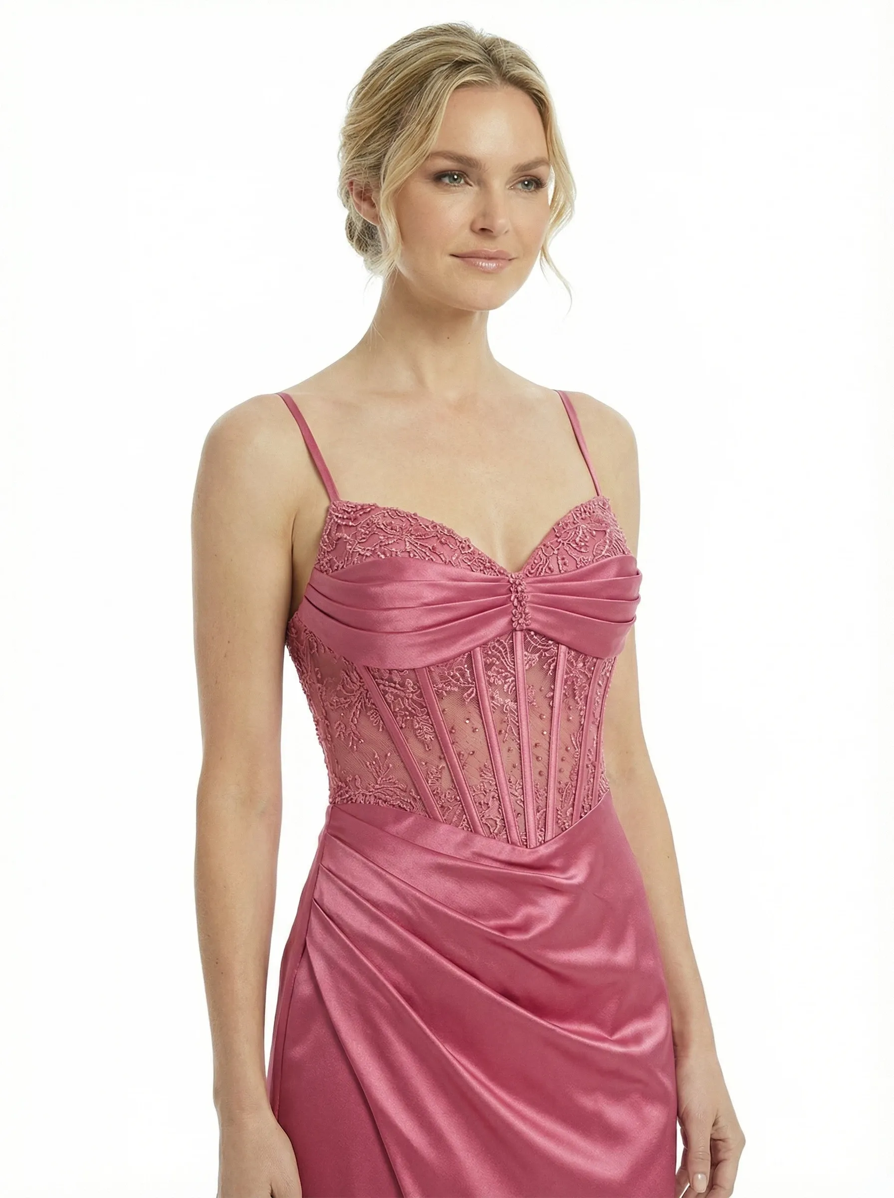 Beautiful Spaghetti Straps V-Neck Corset Lace Side Slit Mermaid Maxi Prom Gown sold by ChicSew product image thumbnail 2