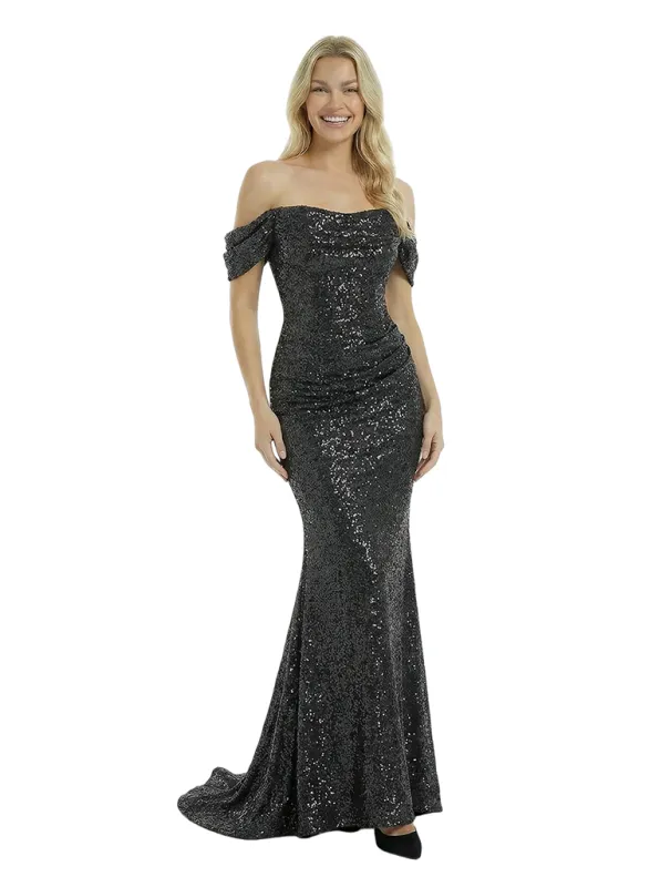 Fancy Off the Shoulder Sequin Evening Gown Mermaid Floor Length Formal Prom Dress sold by ChicSew