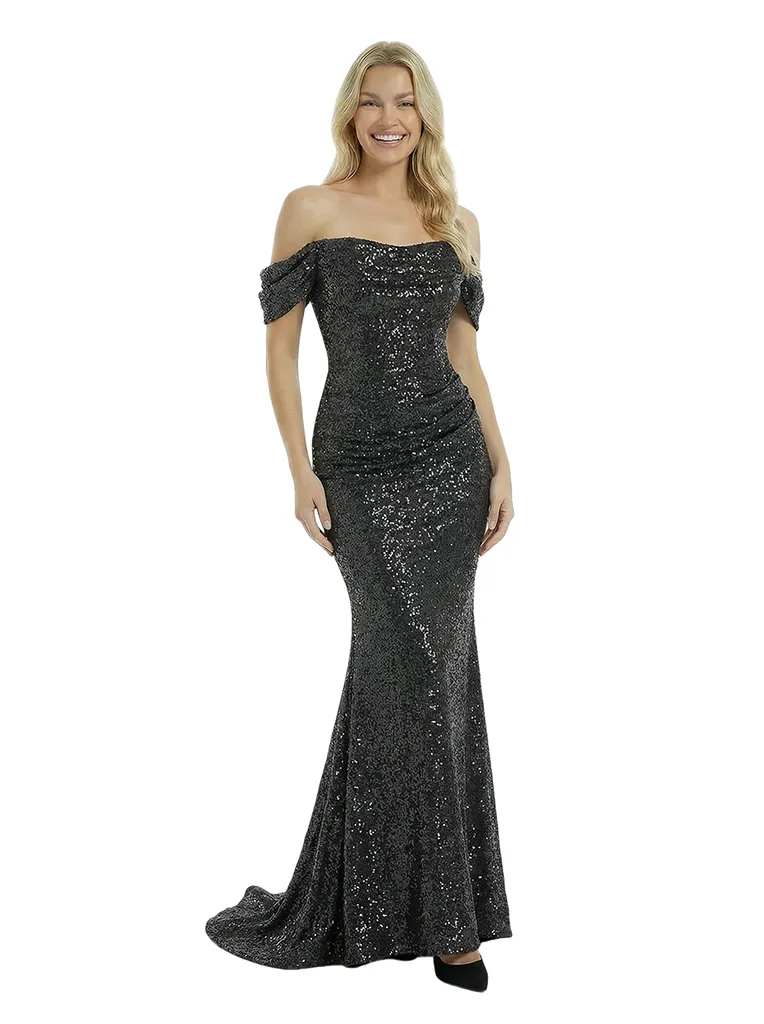 Fancy Off the Shoulder Sequin Evening Gown Mermaid Floor Length Formal Prom Dress sold by ChicSew
