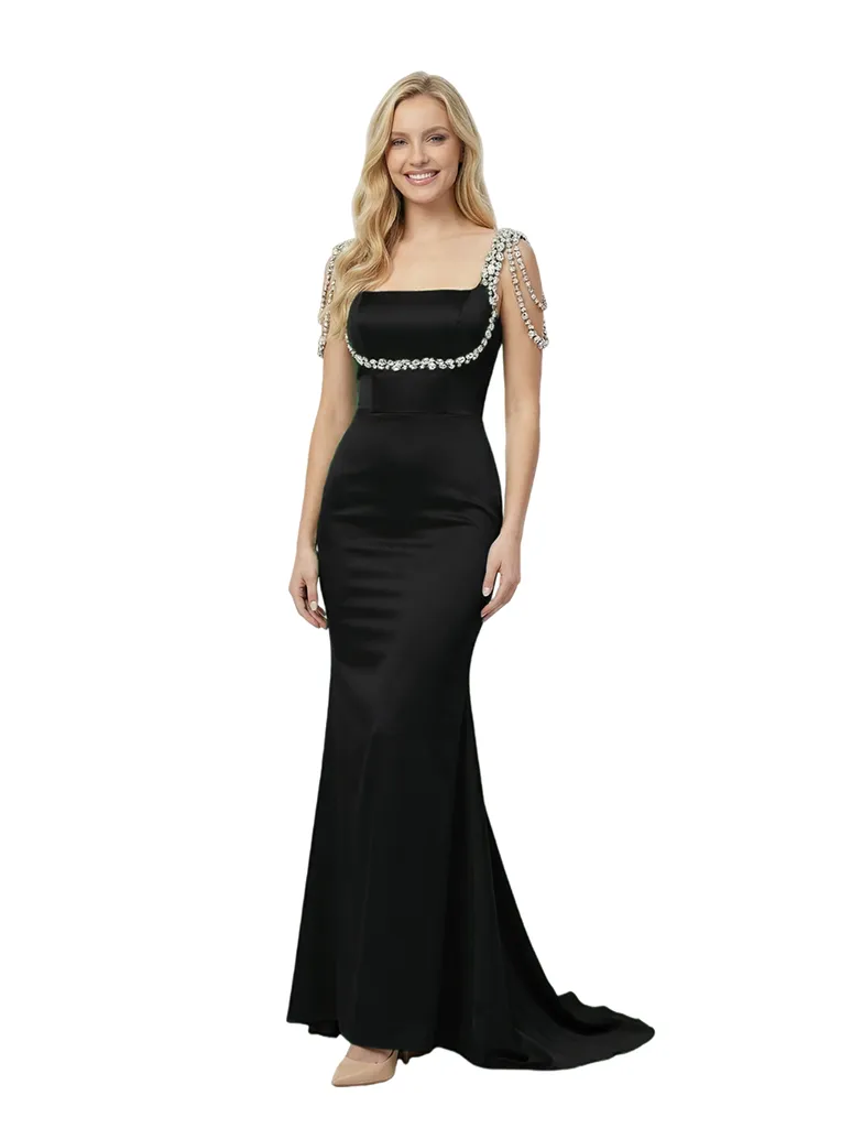 Fancy Square Neck Mermaid Maxi Prom Gown With Rhinestone Straps sold by ChicSew product image thumbnail 4