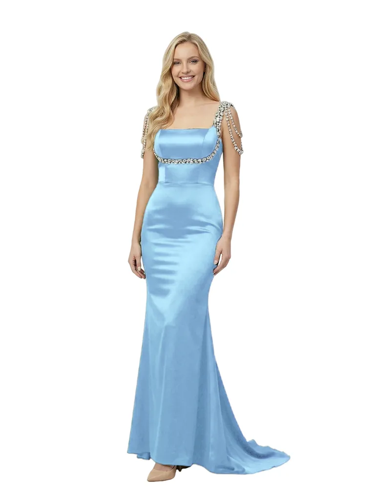 Fancy Square Neck Mermaid Maxi Prom Gown With Rhinestone Straps sold by ChicSew product image thumbnail 5