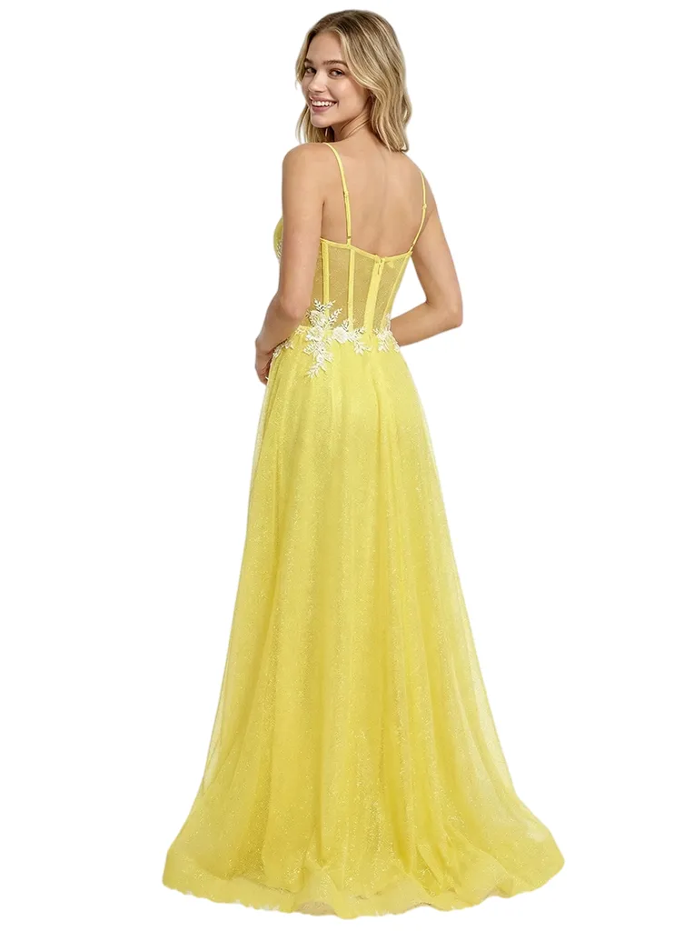 Sparkly Spaghetti Straps Corset Mermaid Sequined Long Evening Prom Dresses Side Slit sold by ChicSew product image thumbnail 3